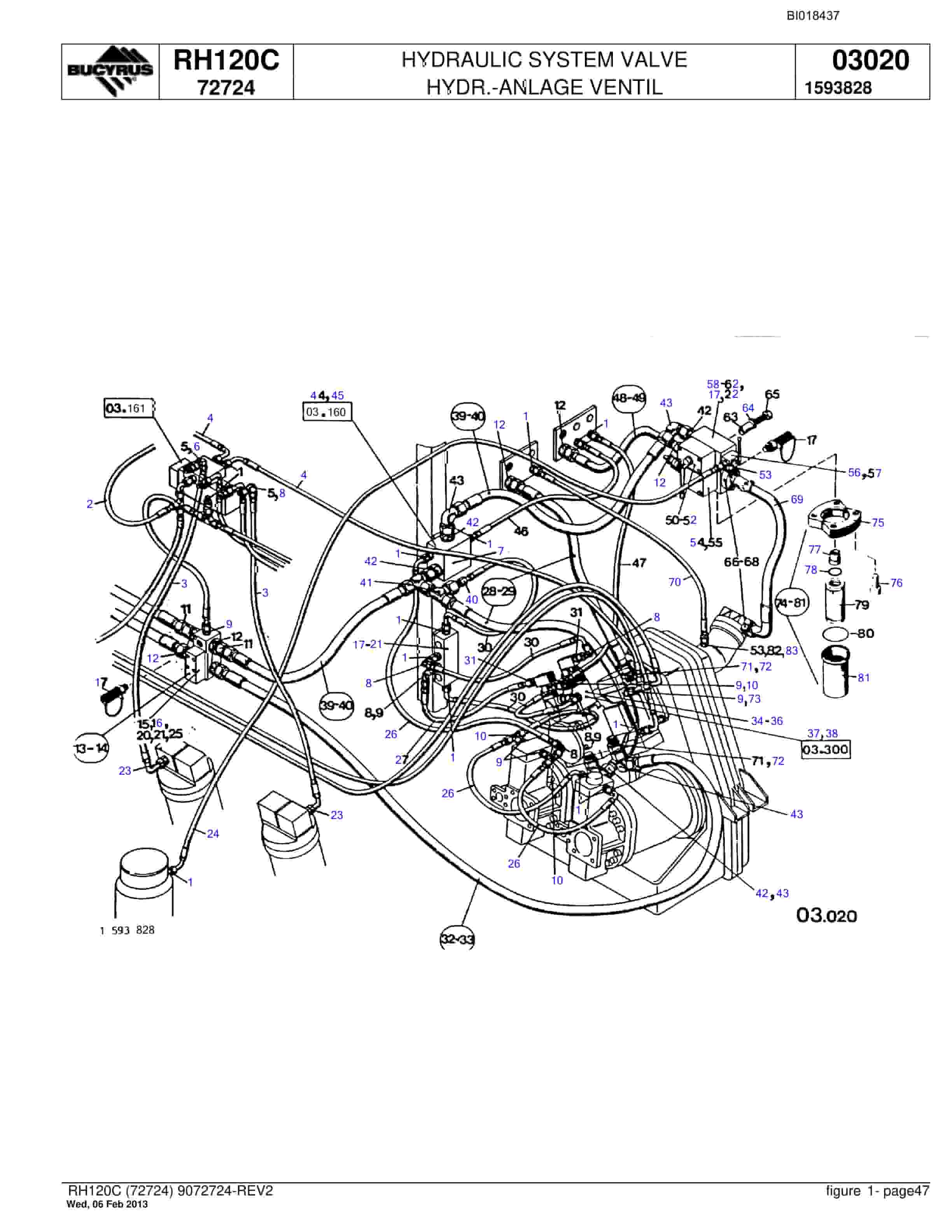Bucyrus RH120C Hydraulic Excavator Parts Catalog BI018437-2