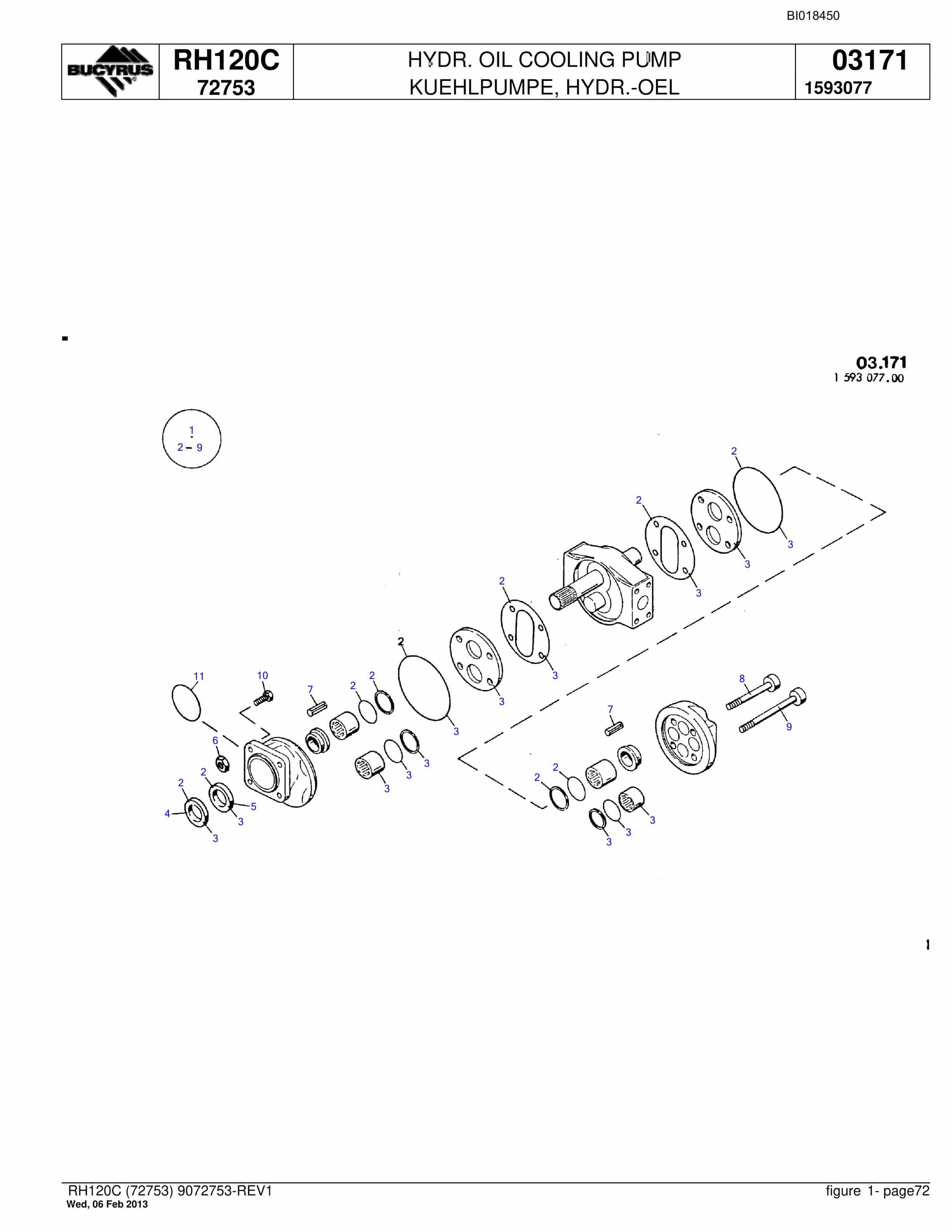 Bucyrus RH120C Hydraulic Excavator Parts Catalog BI018450-4