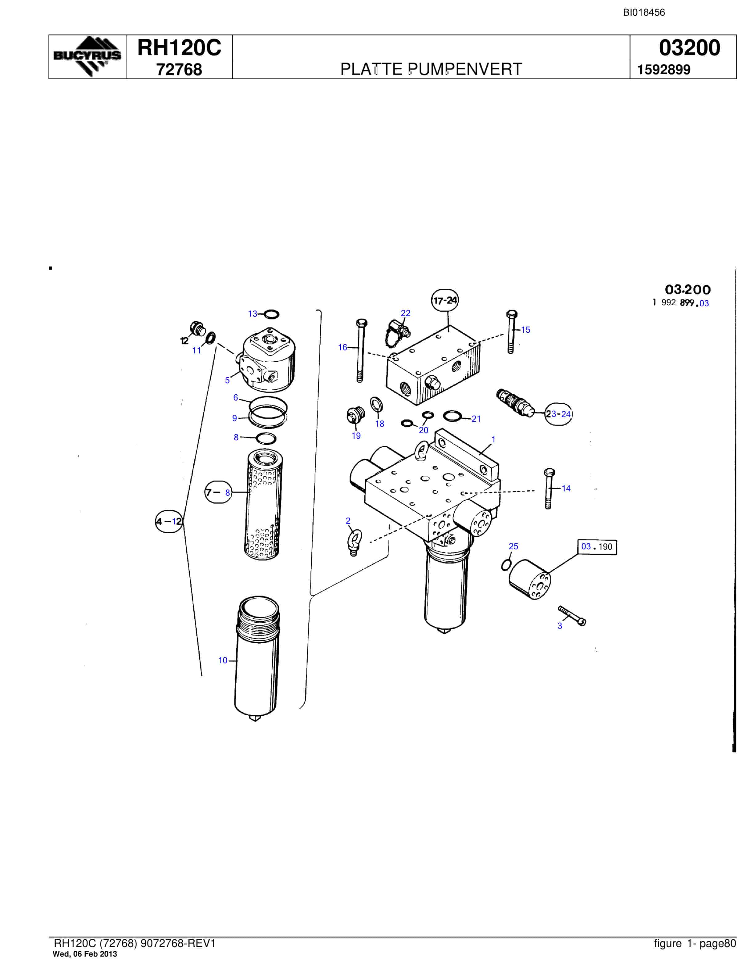 Bucyrus RH120C Hydraulic Excavator Parts Catalog BI018456-5