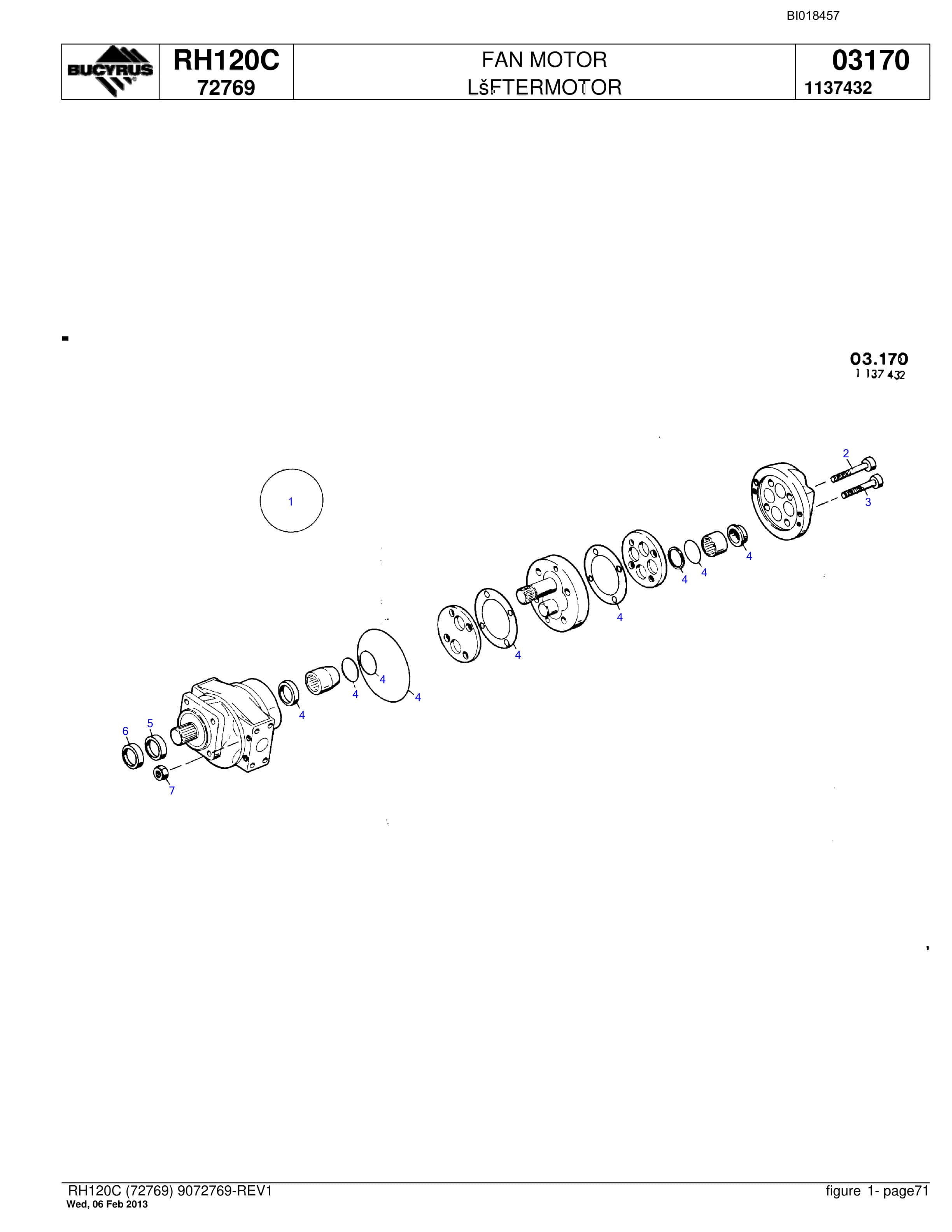 Bucyrus RH120C Hydraulic Excavator Parts Catalog BI018457-4