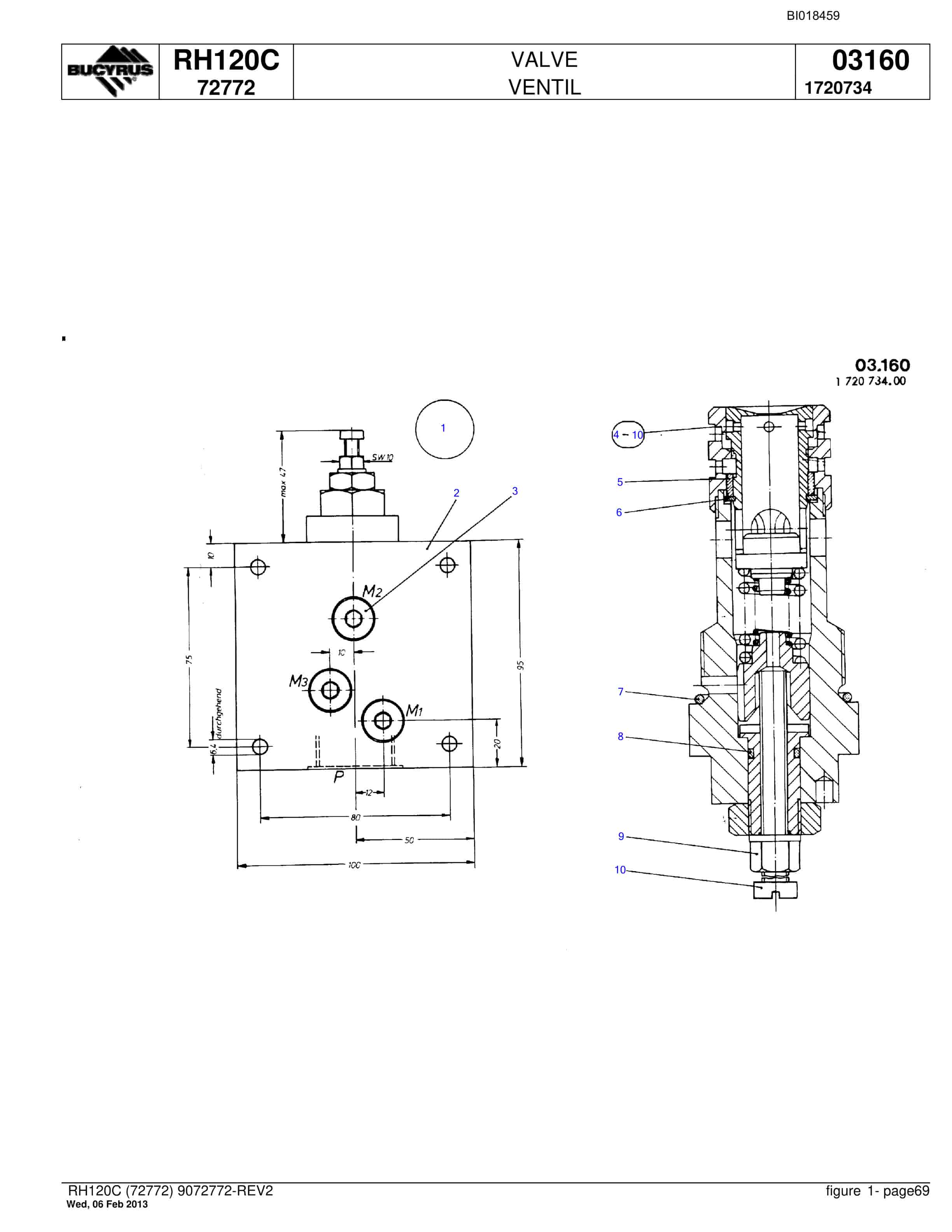 Bucyrus RH120C Hydraulic Excavator Parts Catalog BI018459-4