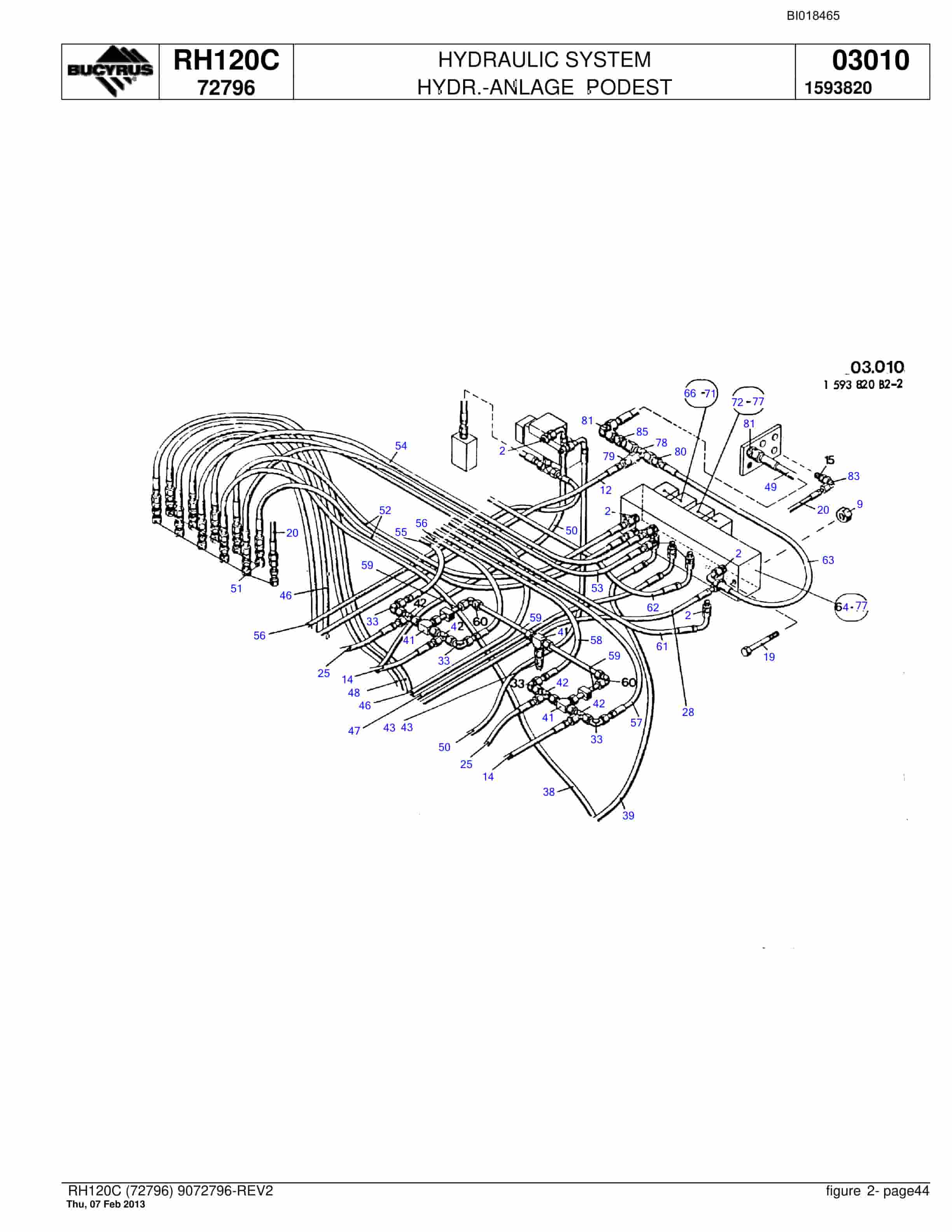 Bucyrus RH120C Hydraulic Excavator Parts Catalog BI018465-2