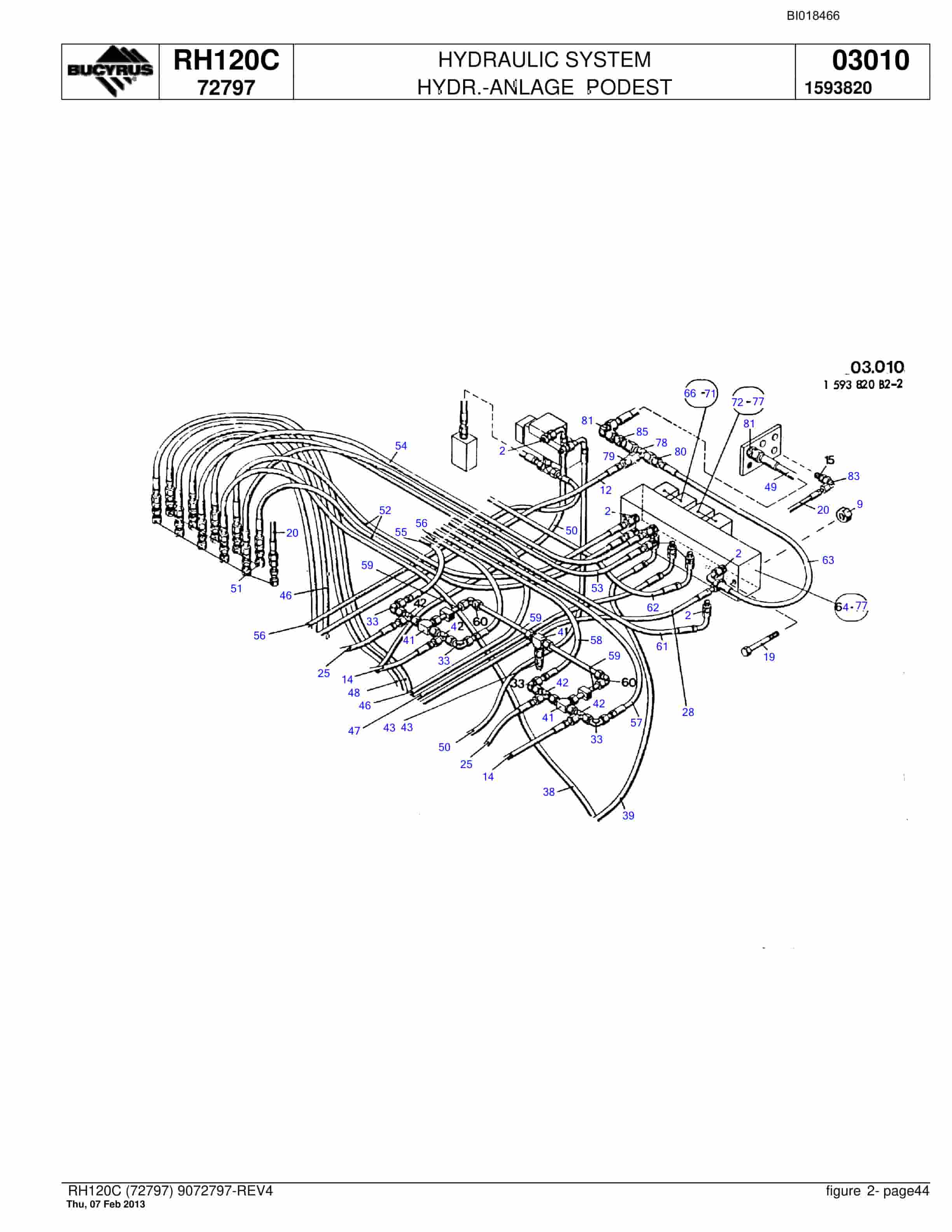 Bucyrus RH120C Hydraulic Excavator Parts Catalog BI018466-2
