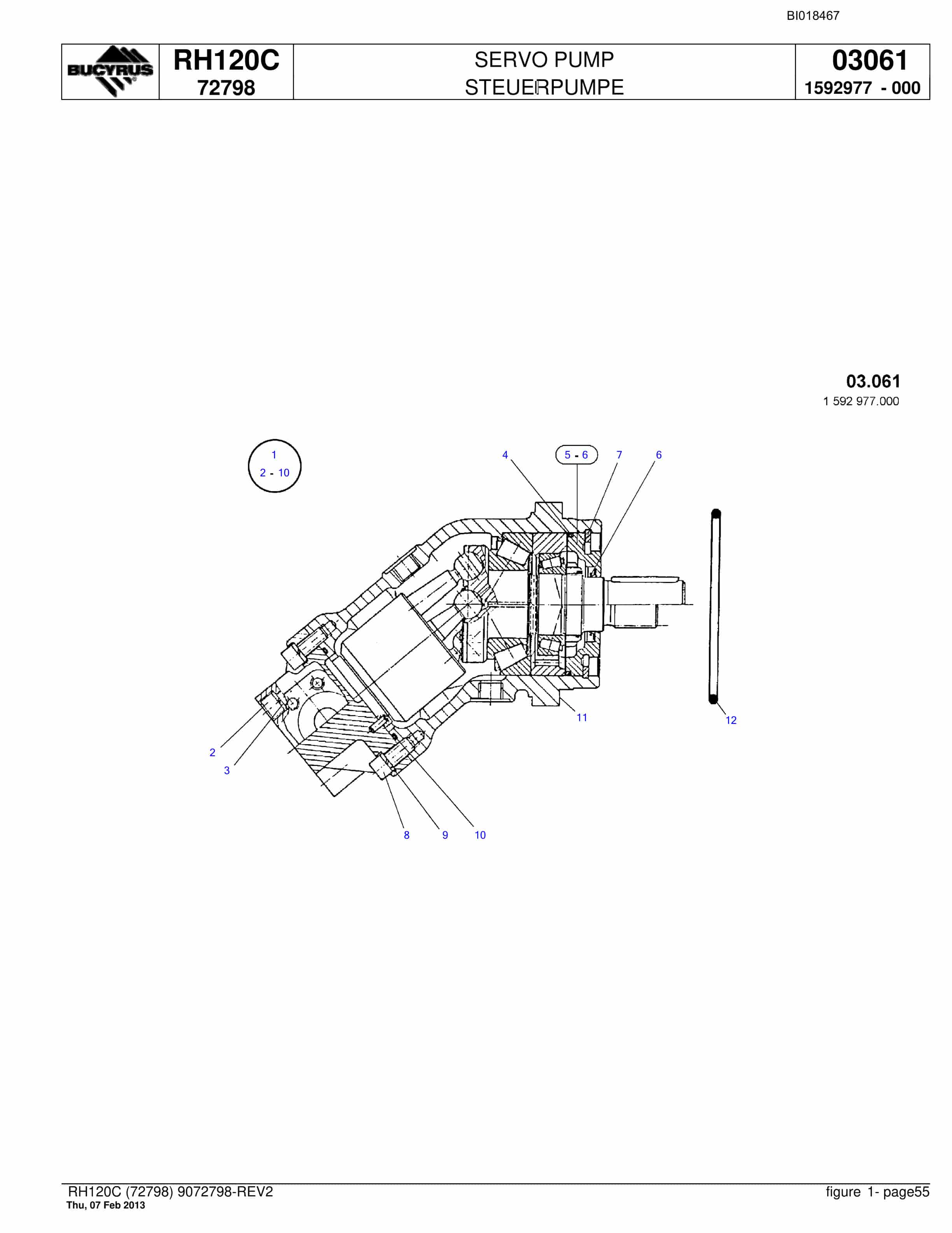 Bucyrus RH120C Hydraulic Excavator Parts Catalog BI018467-3