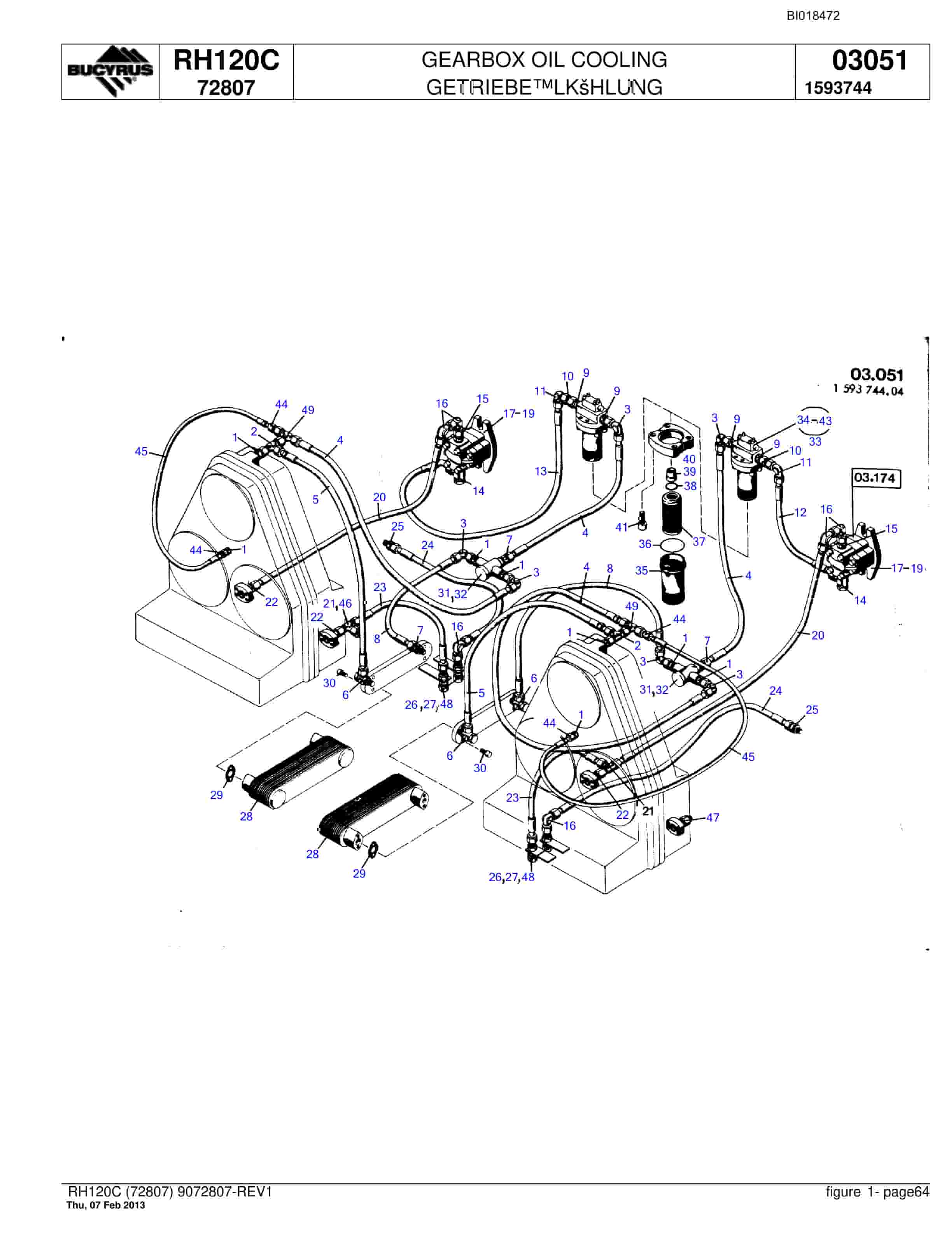 Bucyrus RH120C Hydraulic Excavator Parts Catalog BI018472-3
