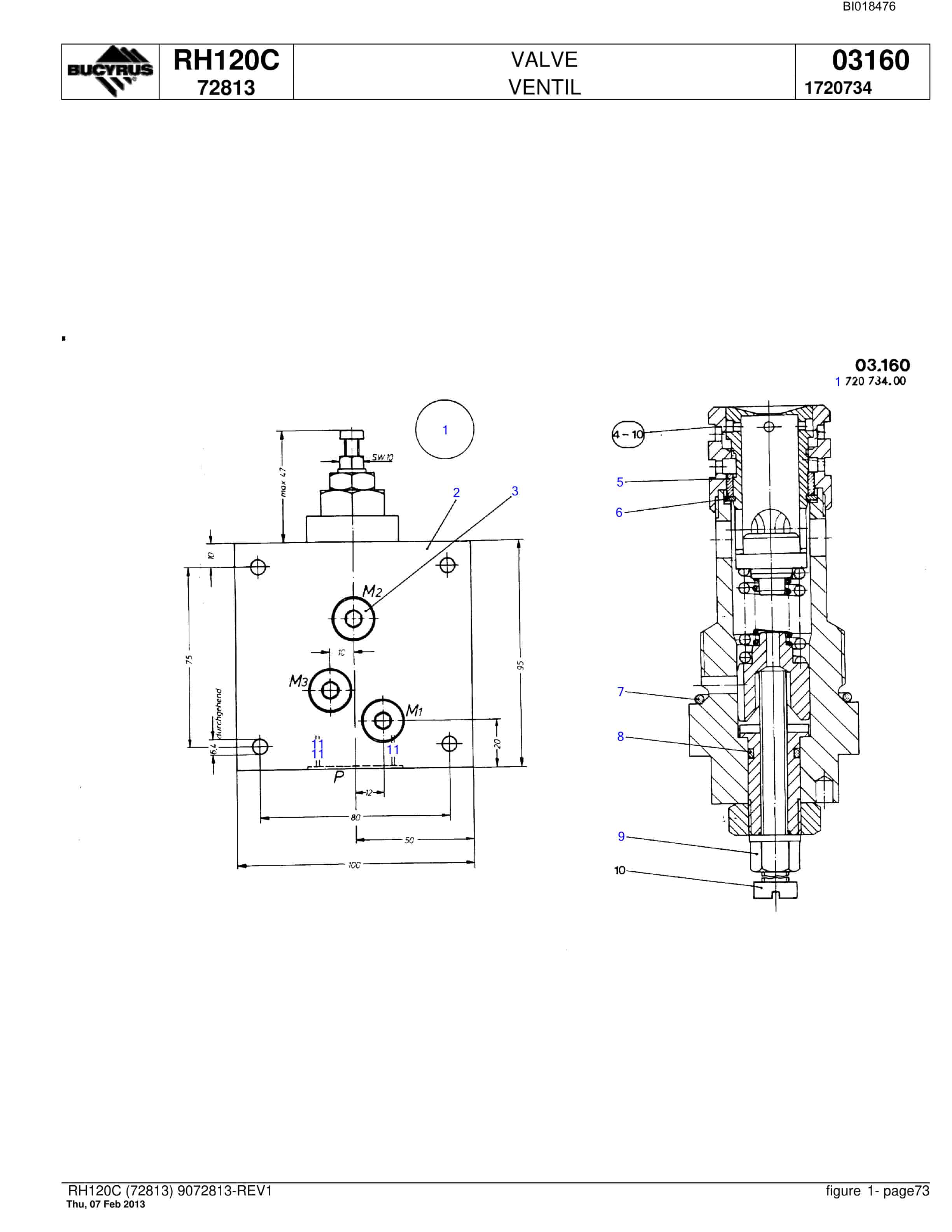 Bucyrus RH120C Hydraulic Excavator Parts Catalog BI018476-4