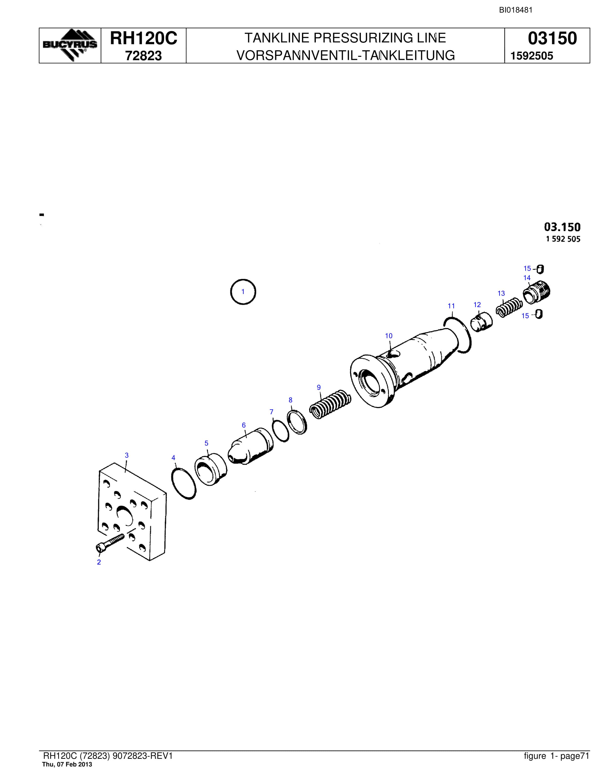 Bucyrus RH120C Hydraulic Excavator Parts Catalog BI018481-4