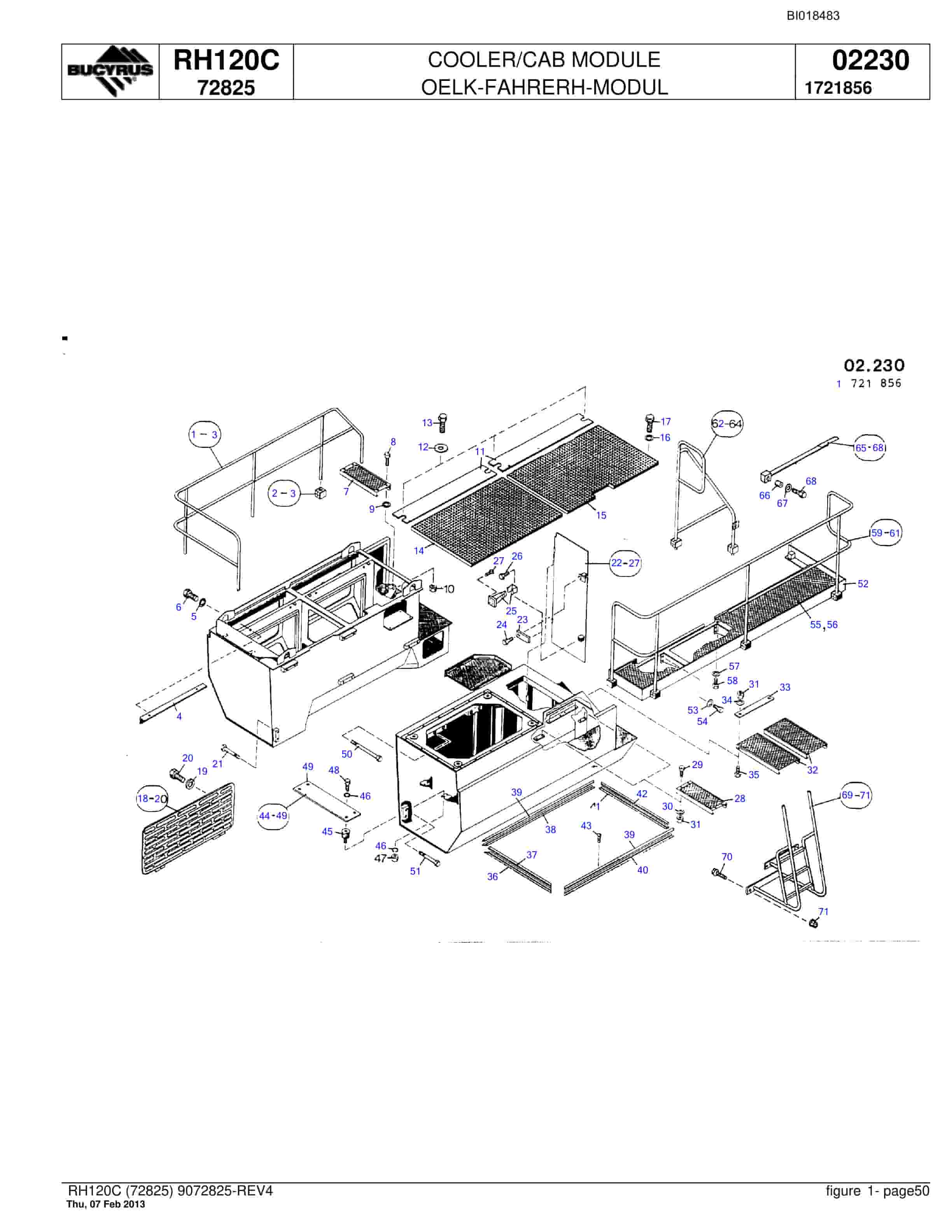 Bucyrus RH120C Hydraulic Excavator Parts Catalog BI018483-2