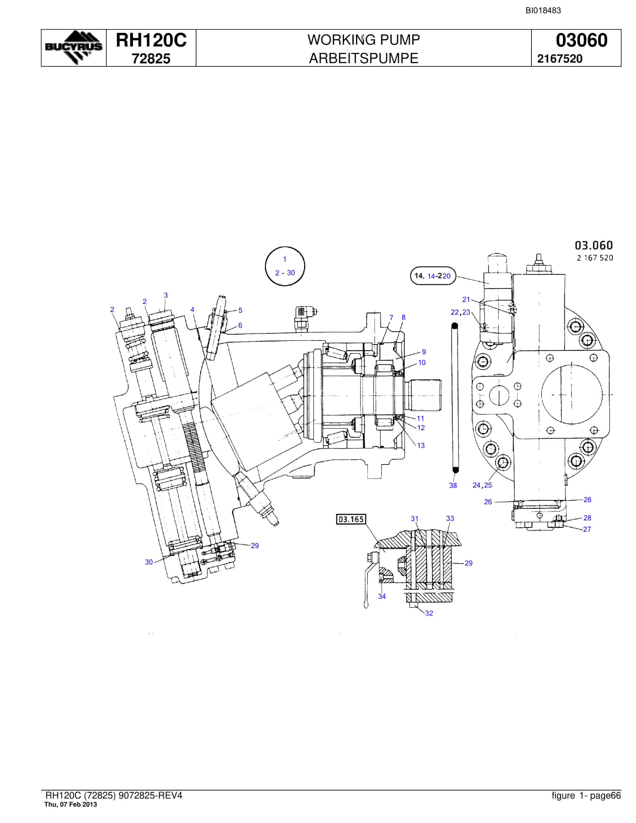 Bucyrus RH120C Hydraulic Excavator Parts Catalog BI018483-3