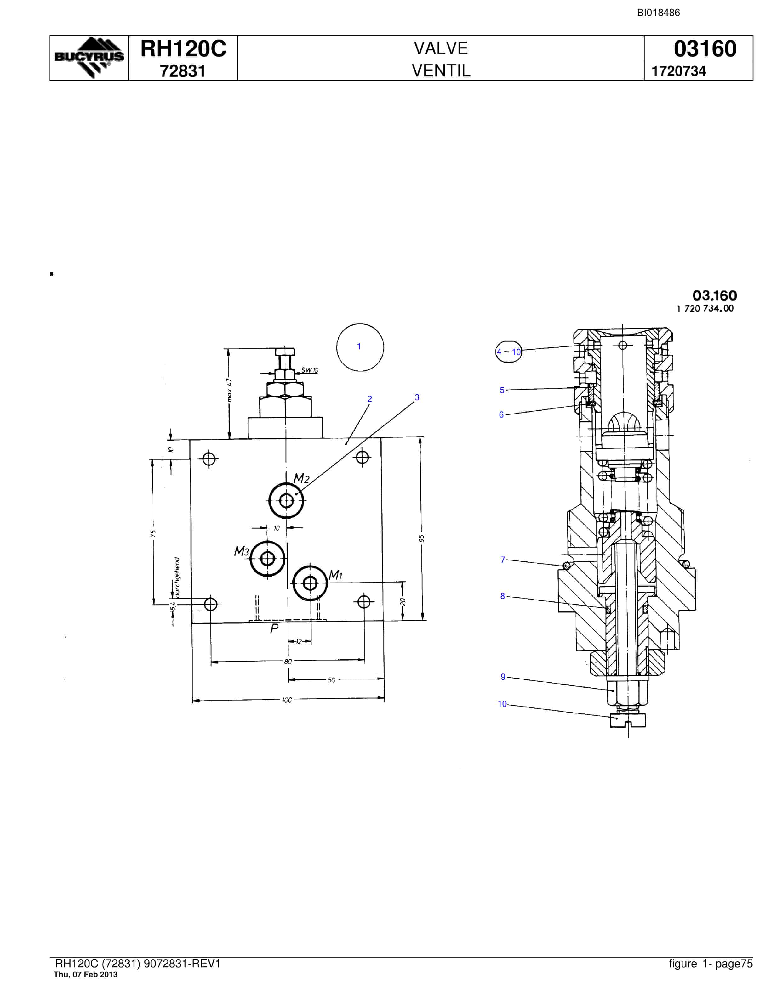Bucyrus RH120C Hydraulic Excavator Parts Catalog BI018486-4