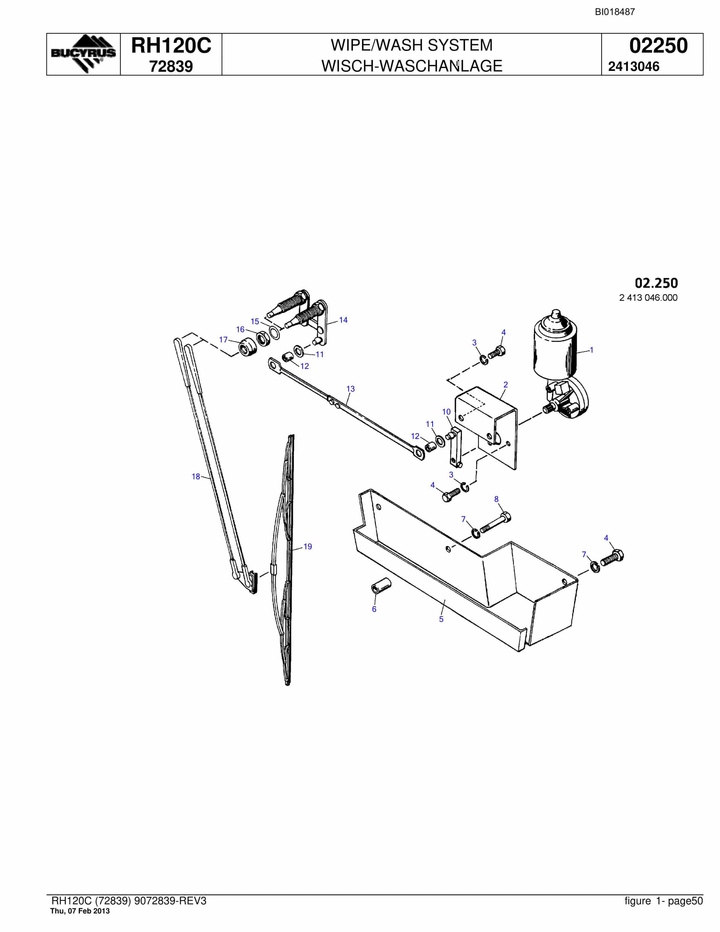 Bucyrus RH120C Hydraulic Excavator Parts Catalog BI018487-2