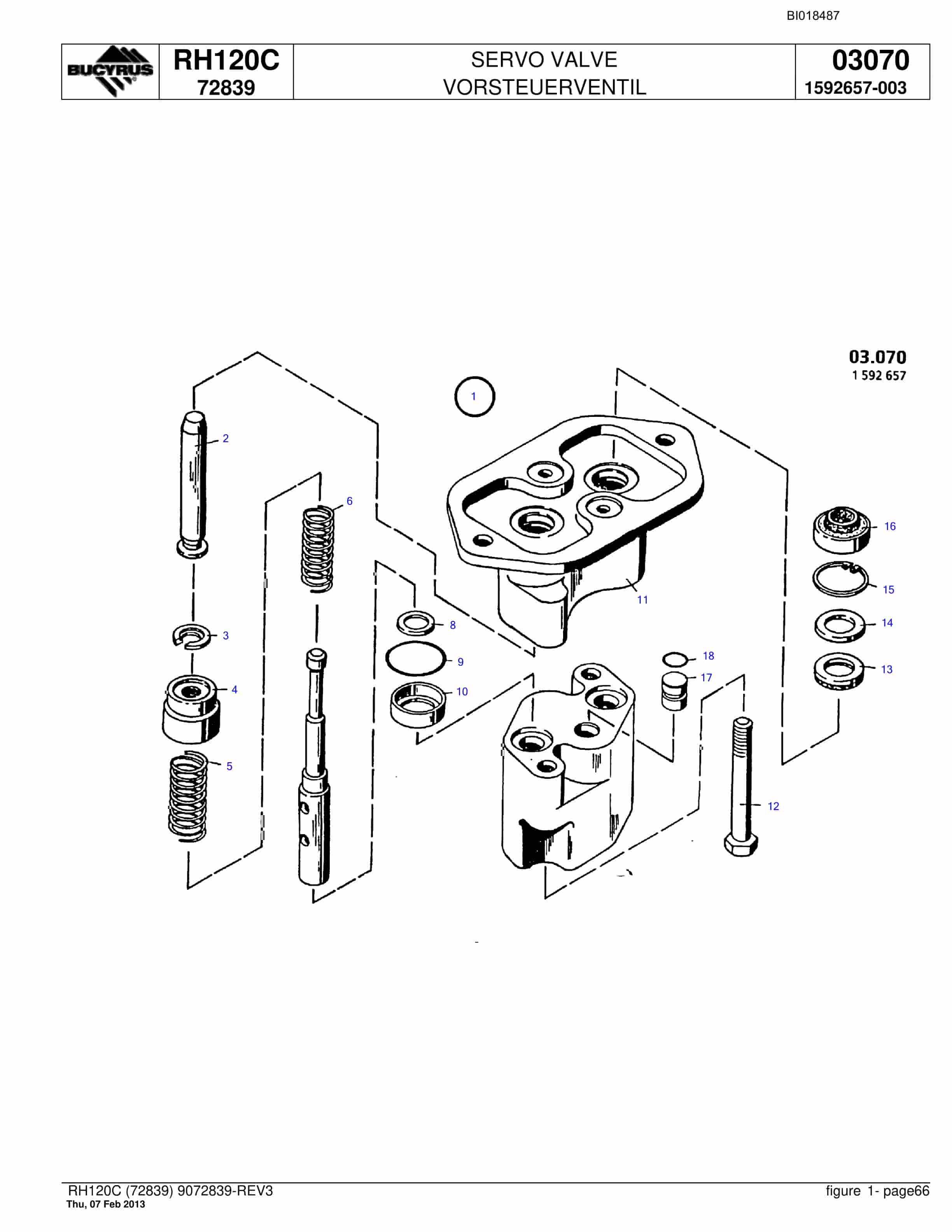 Bucyrus RH120C Hydraulic Excavator Parts Catalog BI018487-3