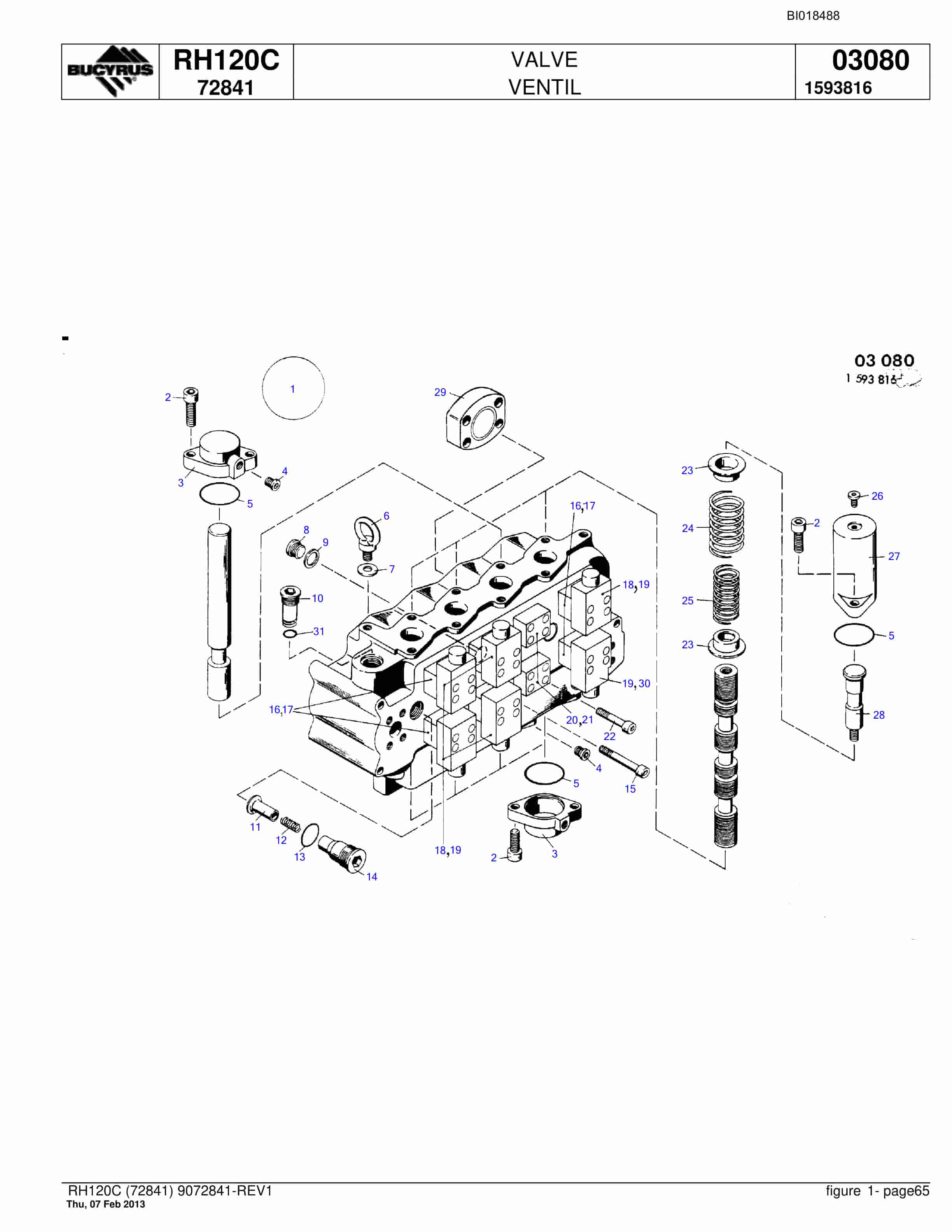 Bucyrus RH120C Hydraulic Excavator Parts Catalog BI018488-3