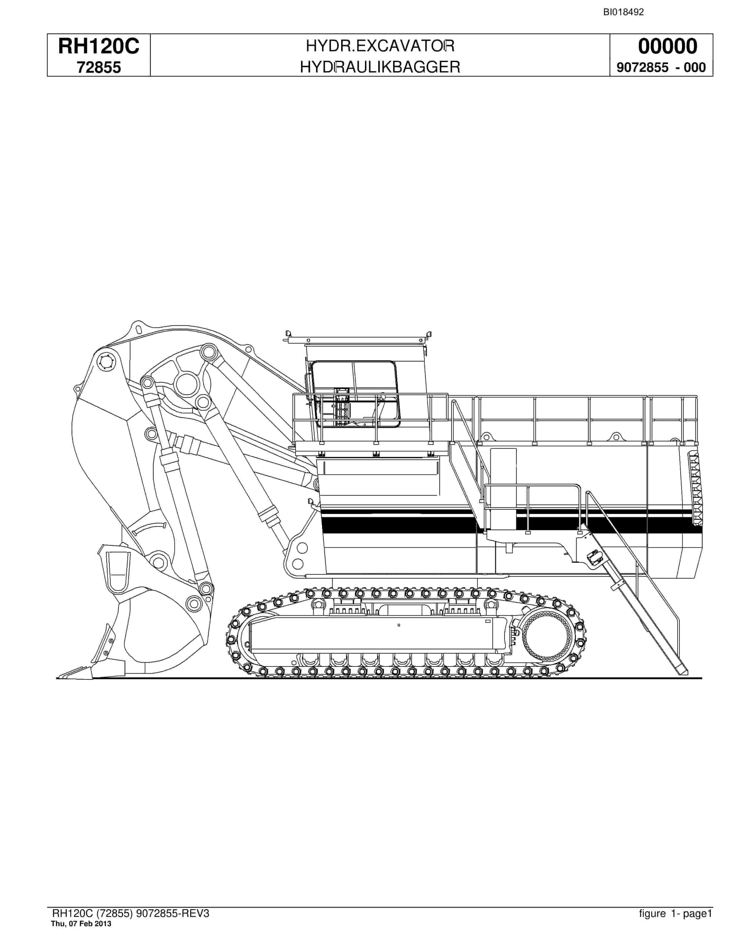 Bucyrus RH120C Hydraulic Excavator Parts Catalog BI018492