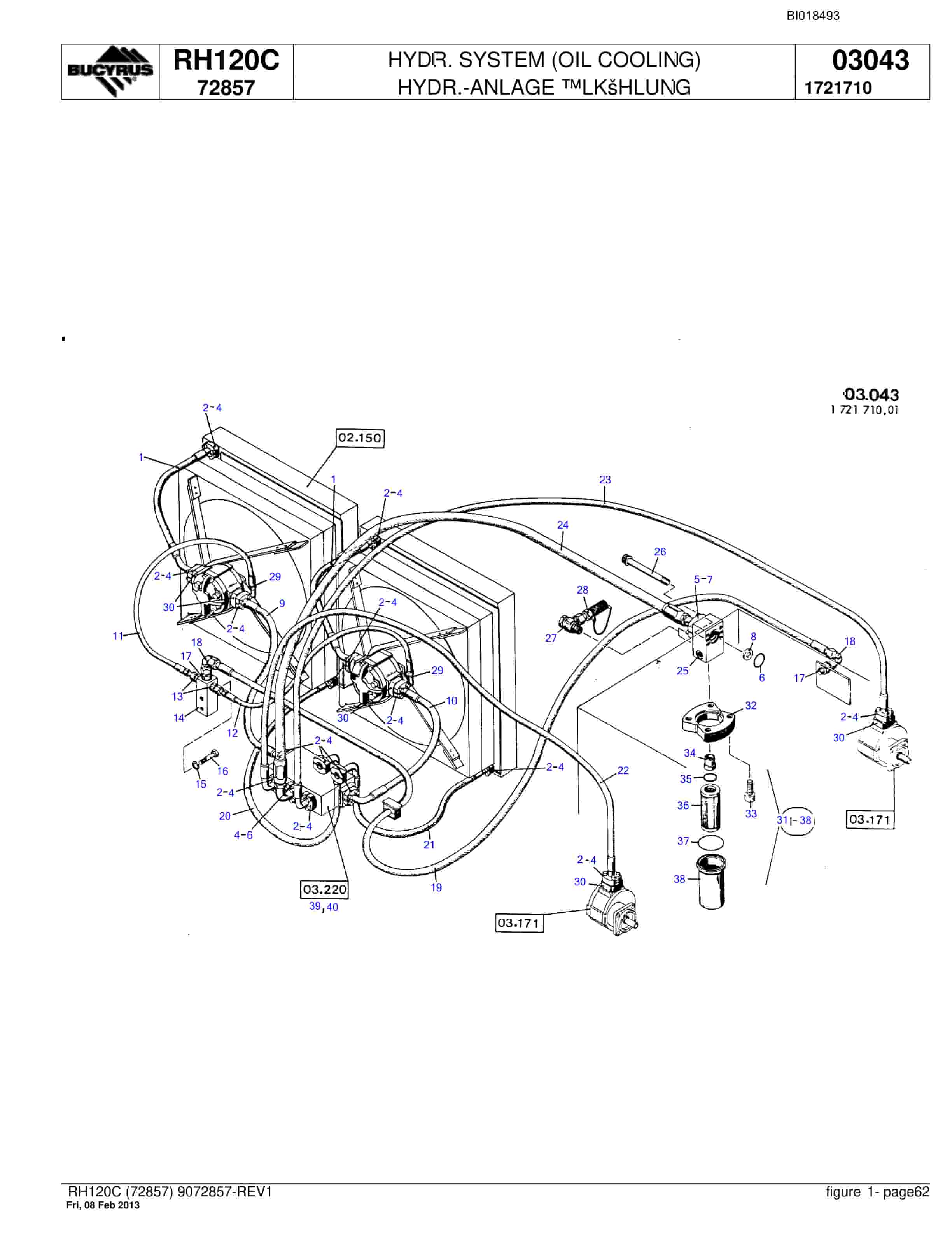 Bucyrus RH120C Hydraulic Excavator Parts Catalog BI018493-3