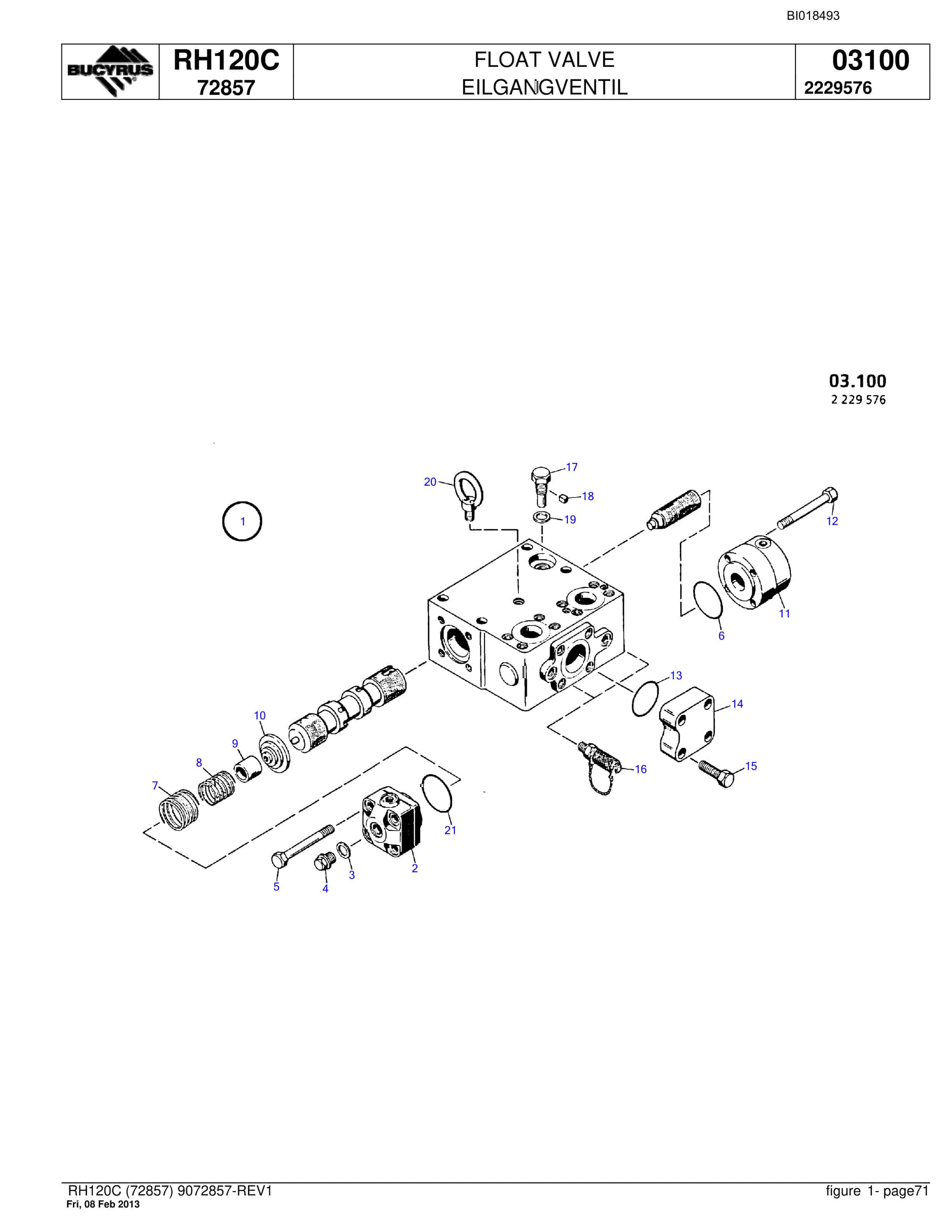 Bucyrus RH120C Hydraulic Excavator Parts Catalog BI018493-4