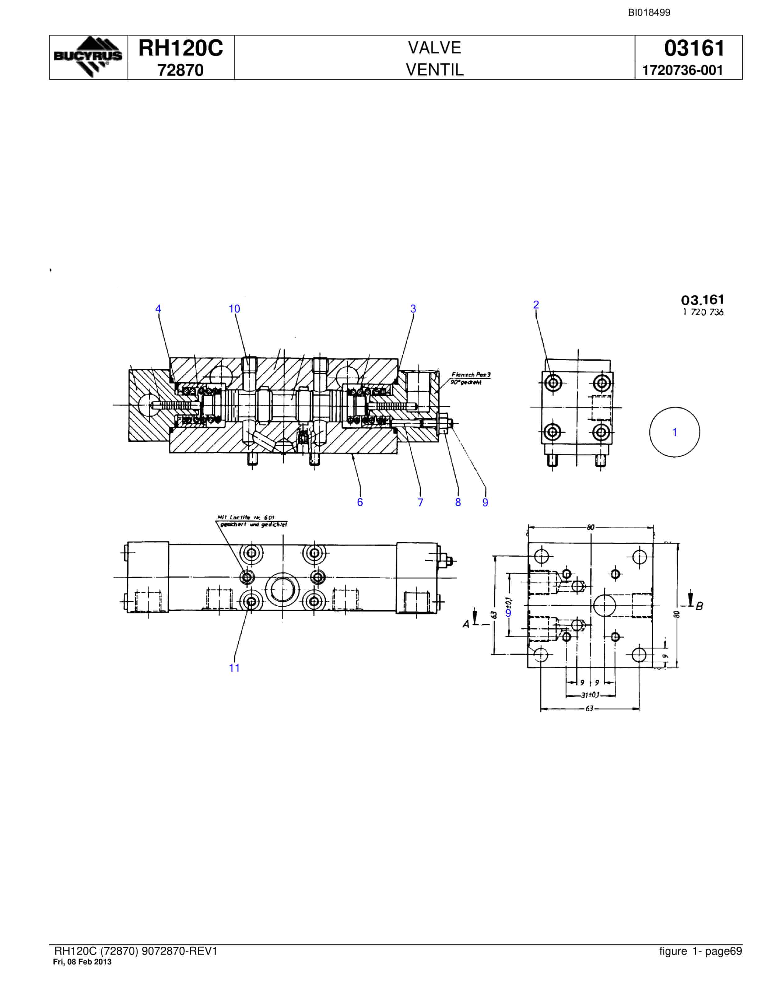 Bucyrus RH120C Hydraulic Excavator Parts Catalog BI018499-4