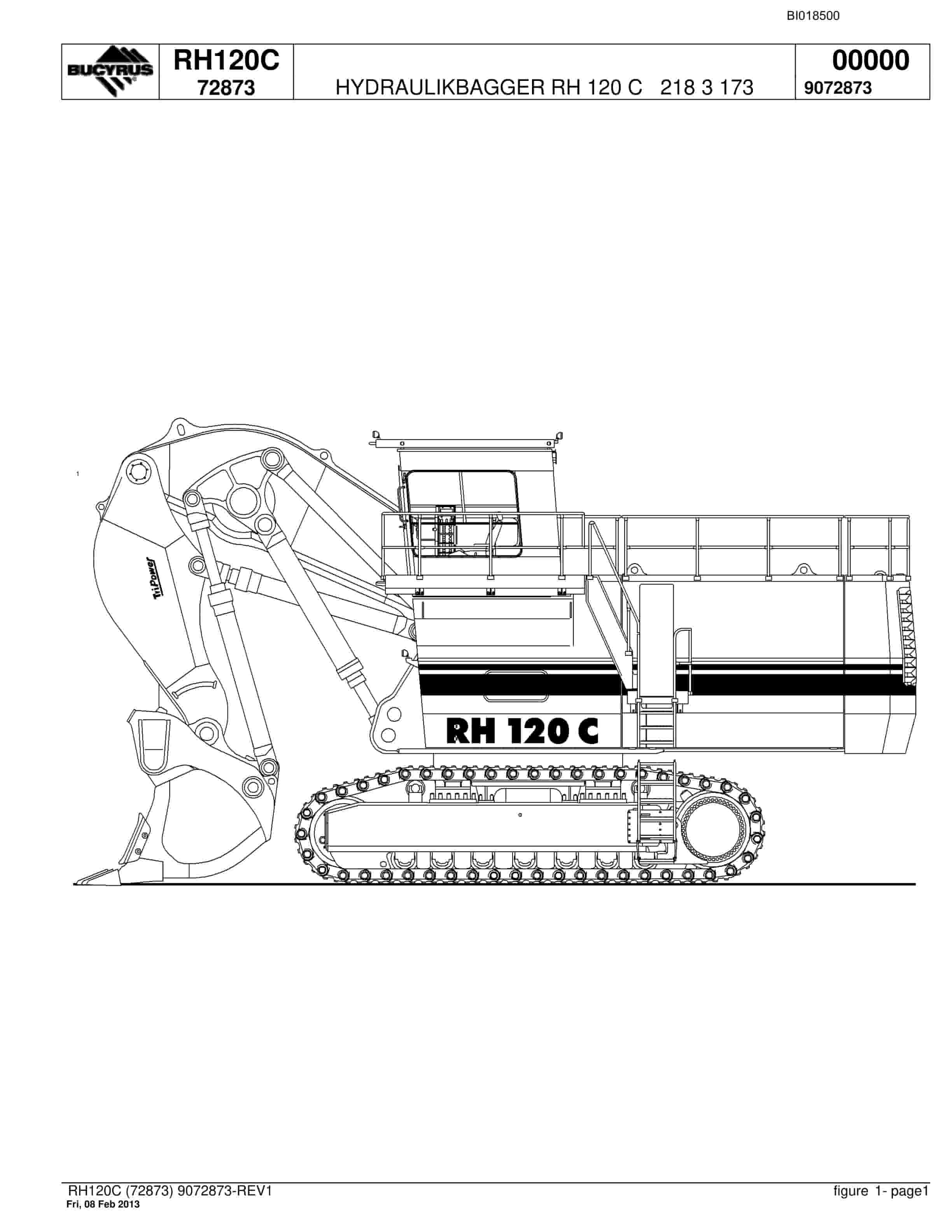 Bucyrus RH120C Hydraulic Excavator Parts Catalog BI018500