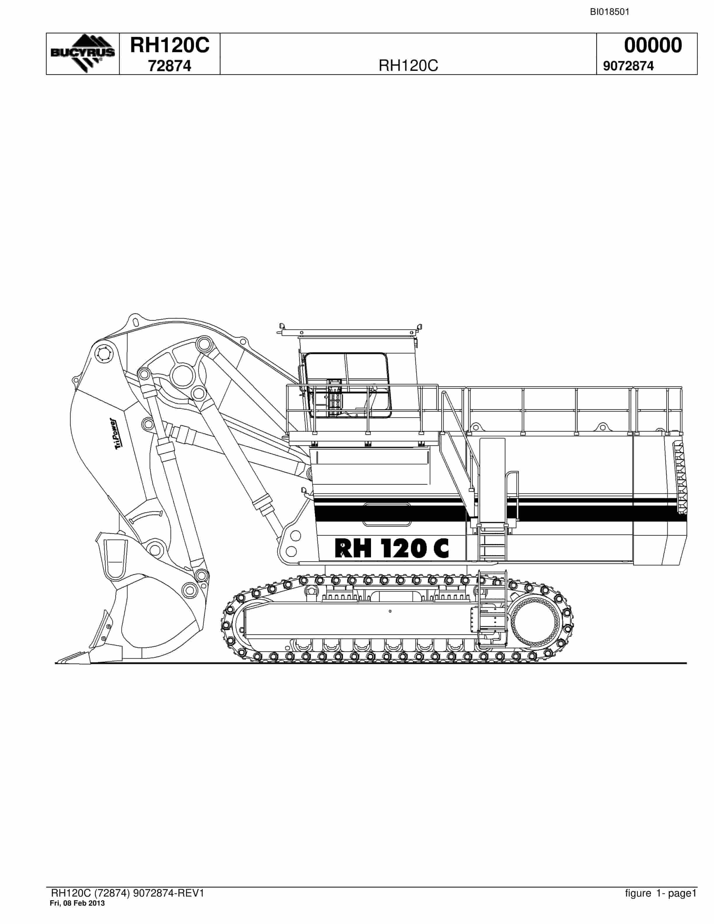 Bucyrus RH120C Hydraulic Excavator Parts Catalog BI018501