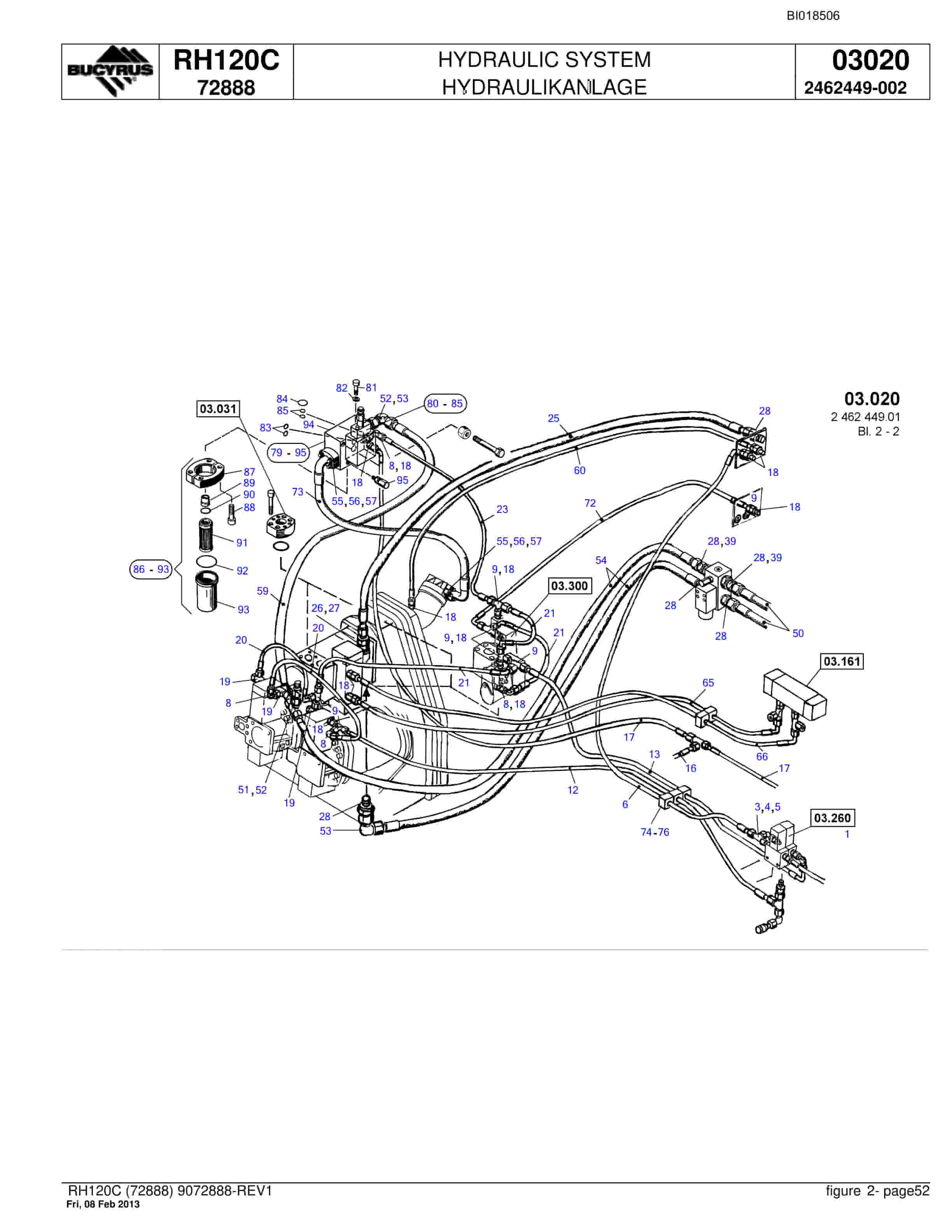 Bucyrus RH120C Hydraulic Excavator Parts Catalog BI018506-2