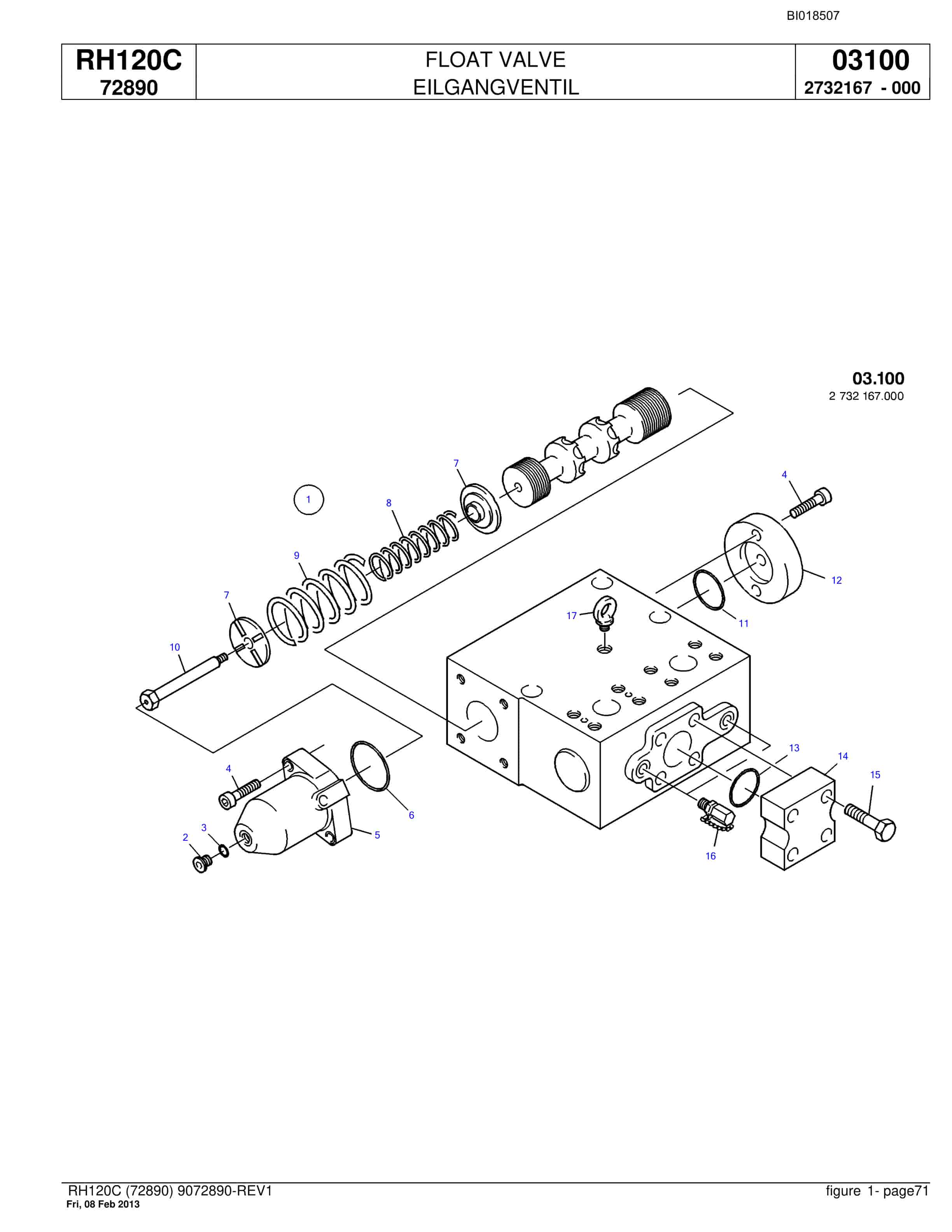 Bucyrus RH120C Hydraulic Excavator Parts Catalog BI018507-3