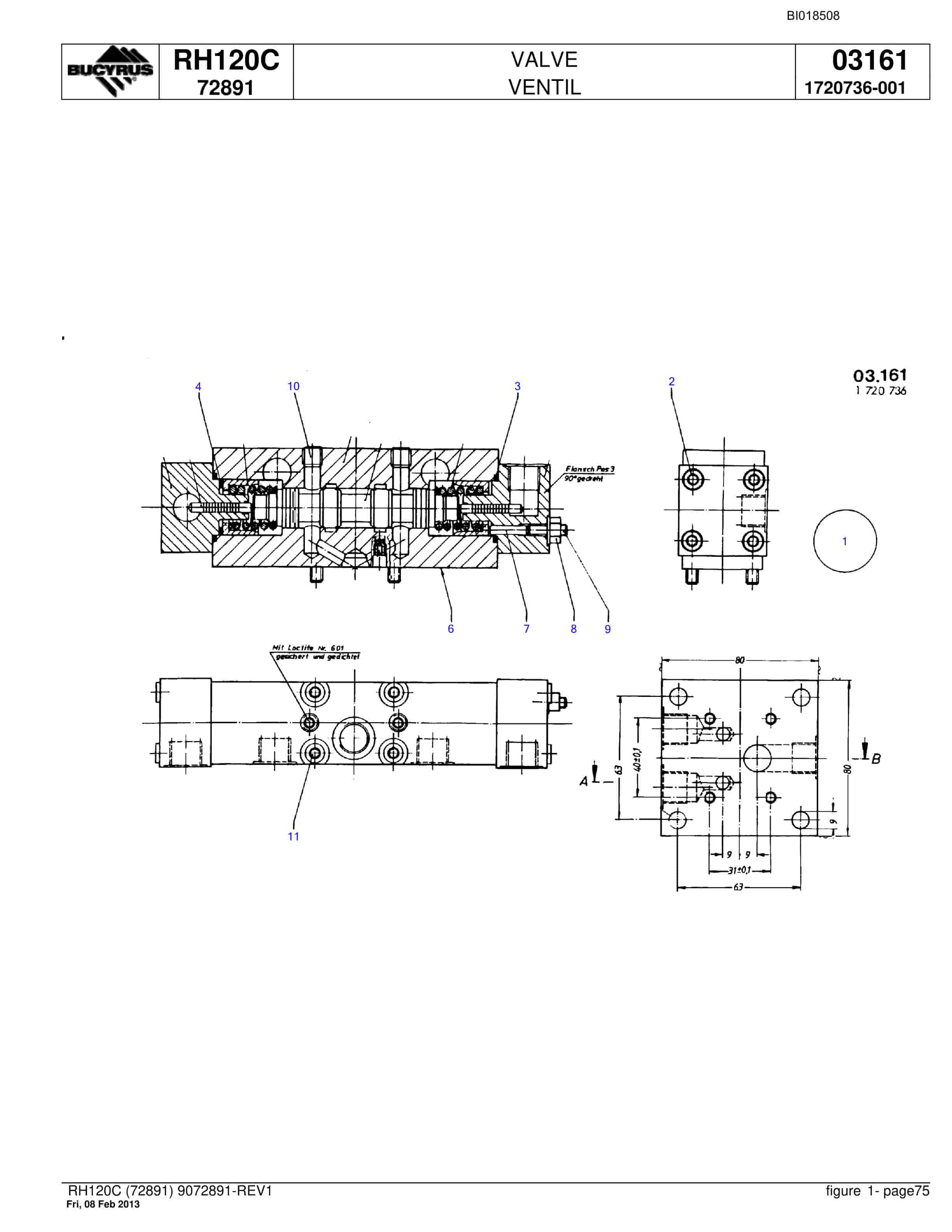 Bucyrus RH120C Hydraulic Excavator Parts Catalog BI018508-4