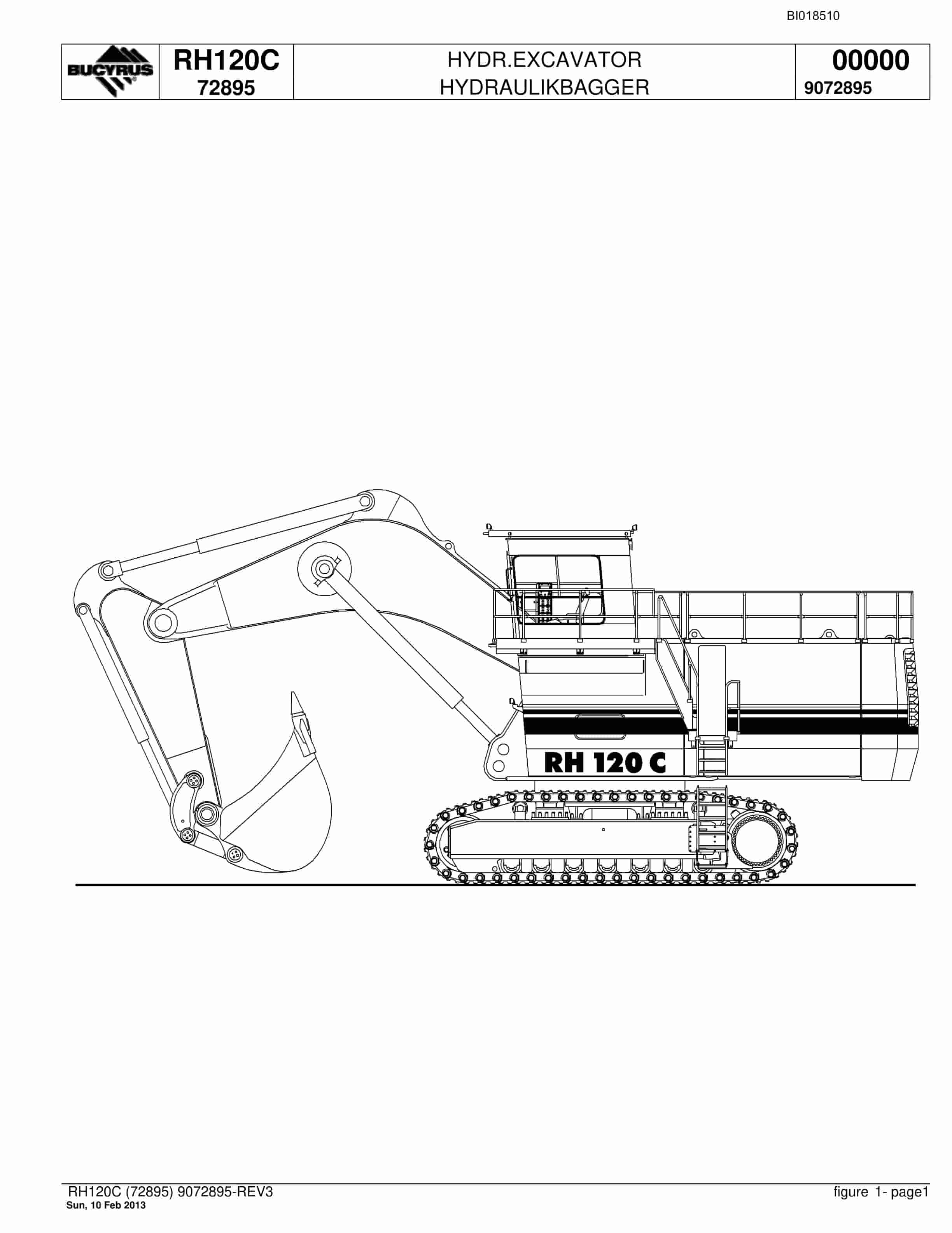 Bucyrus RH120C Hydraulic Excavator Parts Catalog BI018510
