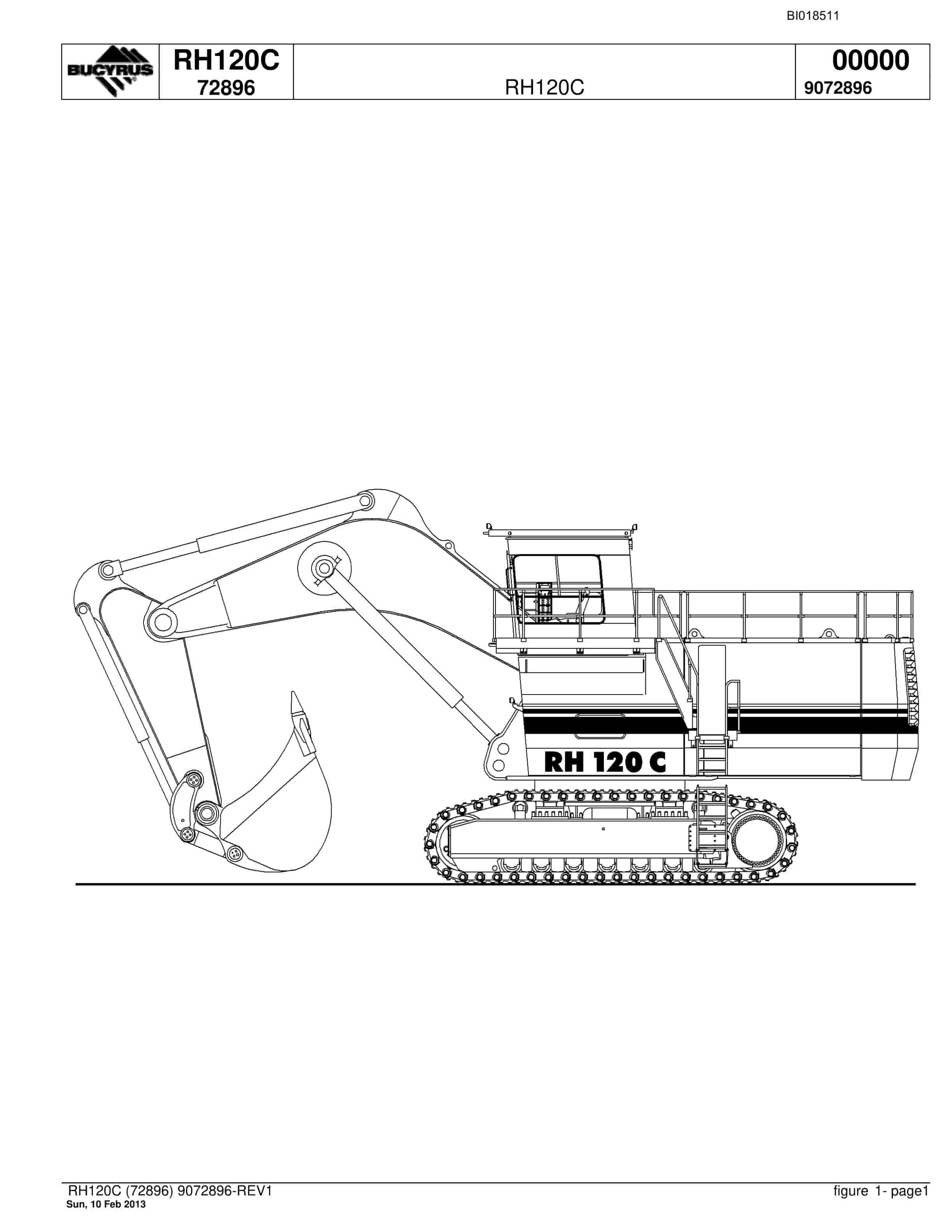 Bucyrus RH120C Hydraulic Excavator Parts Catalog BI018511