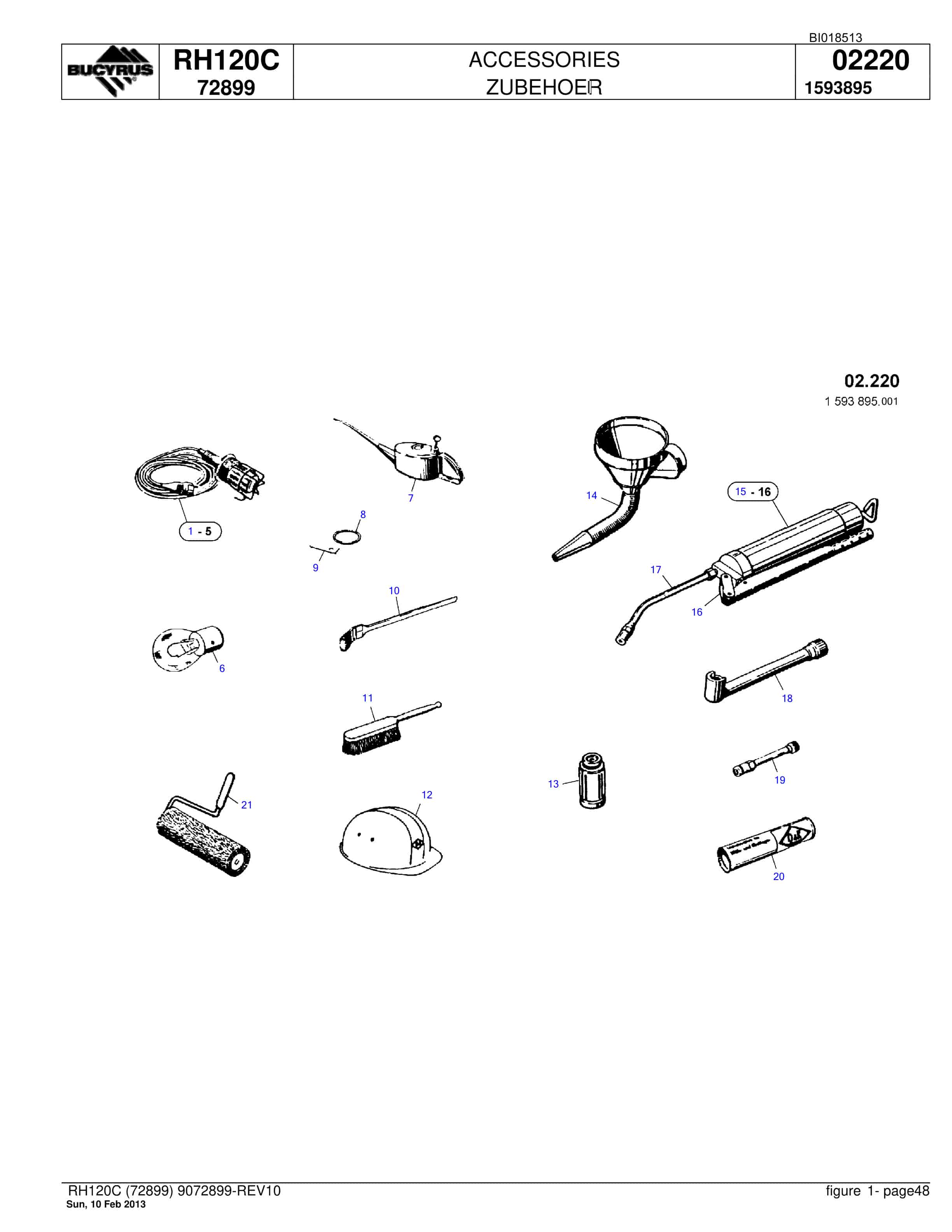 Bucyrus RH120C Hydraulic Excavator Parts Catalog BI018513-2