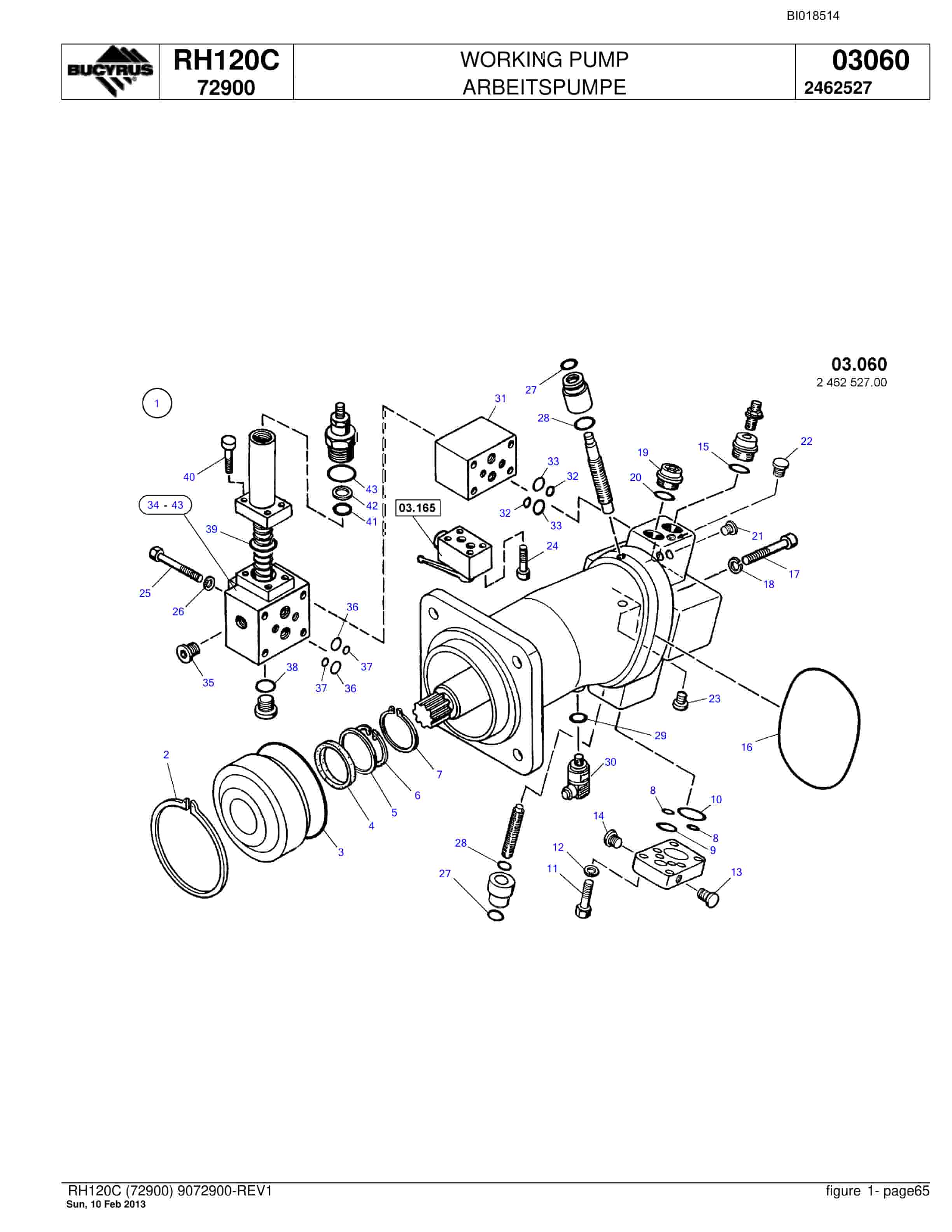 Bucyrus RH120C Hydraulic Excavator Parts Catalog BI018514-3