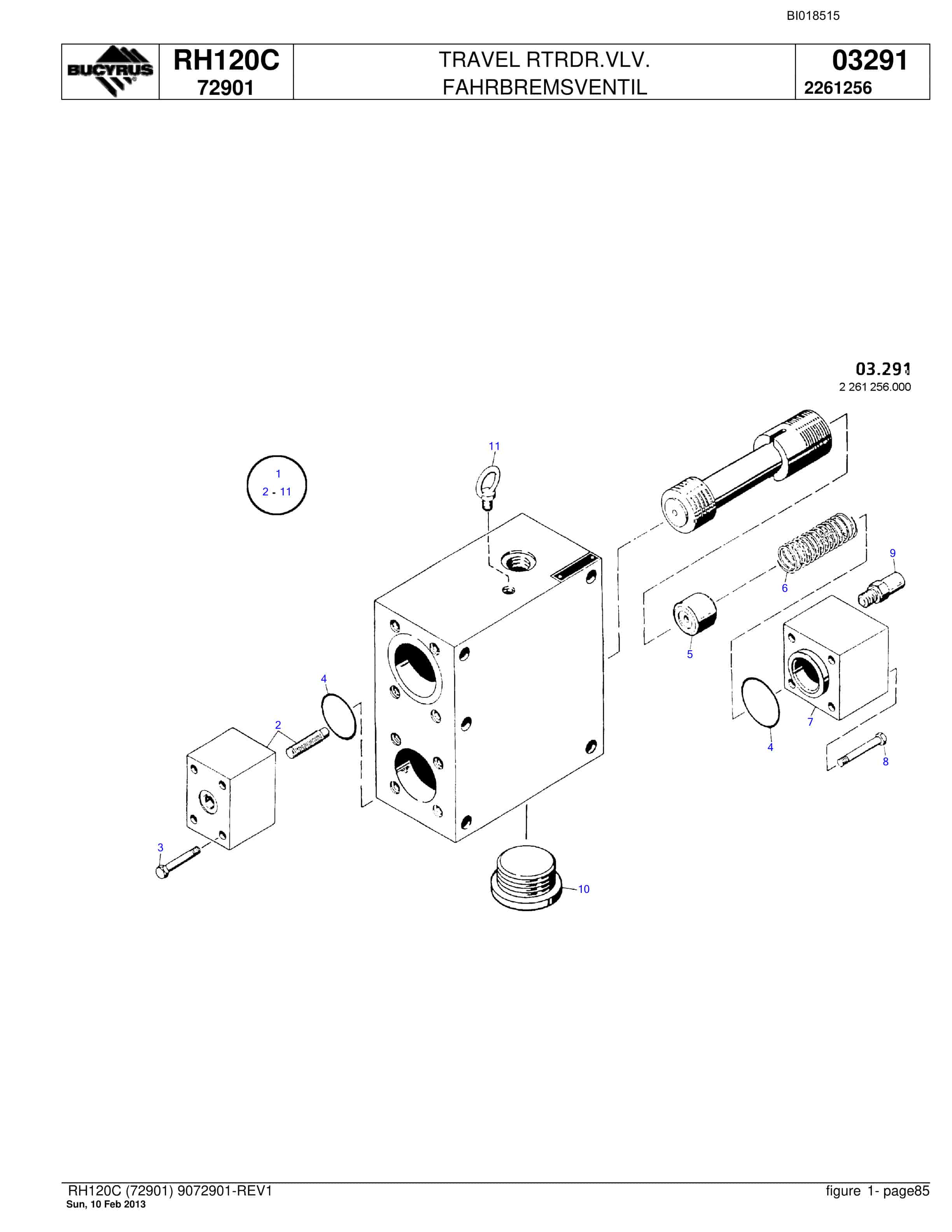 Bucyrus RH120C Hydraulic Excavator Parts Catalog BI018515-5