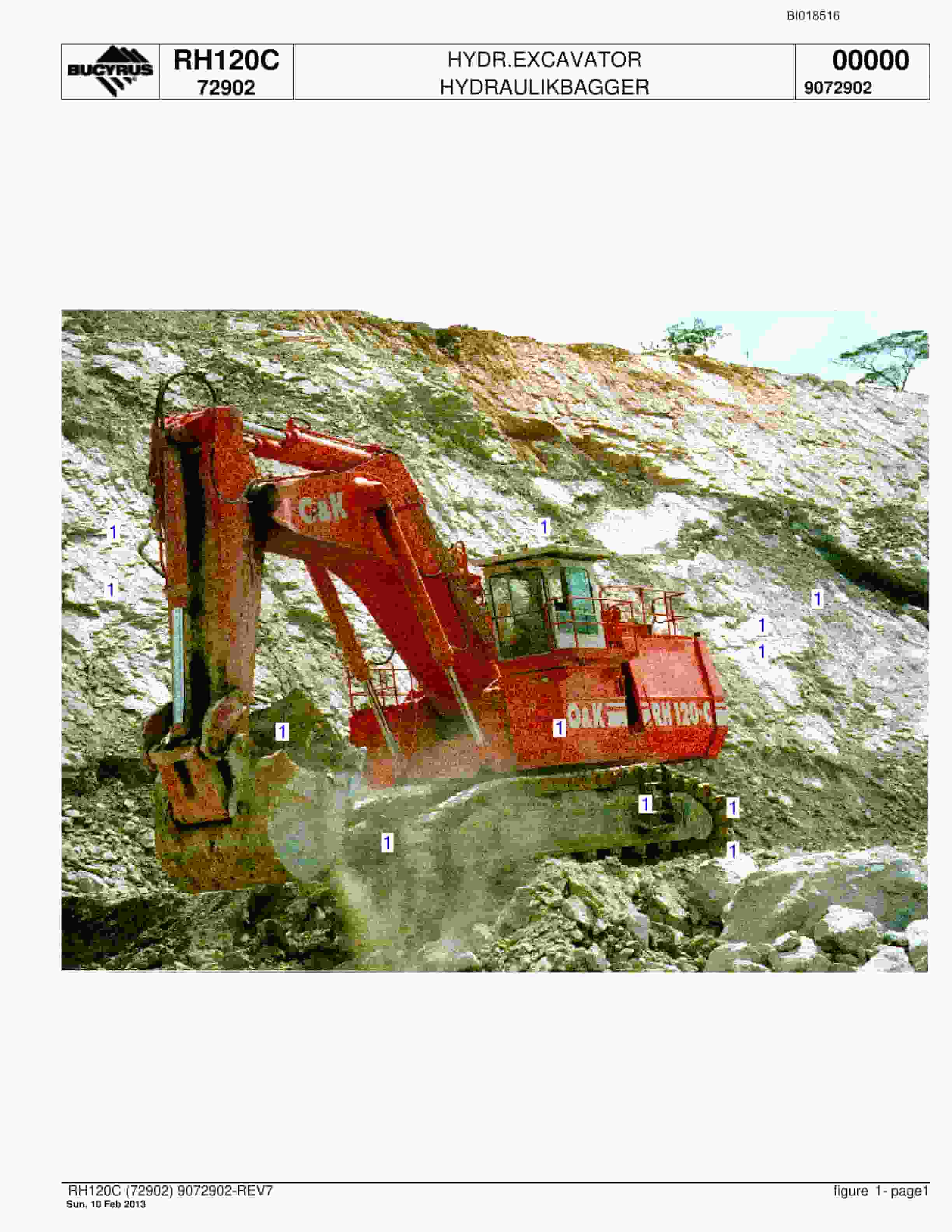 Bucyrus RH120C Hydraulic Excavator Parts Catalog BI018516