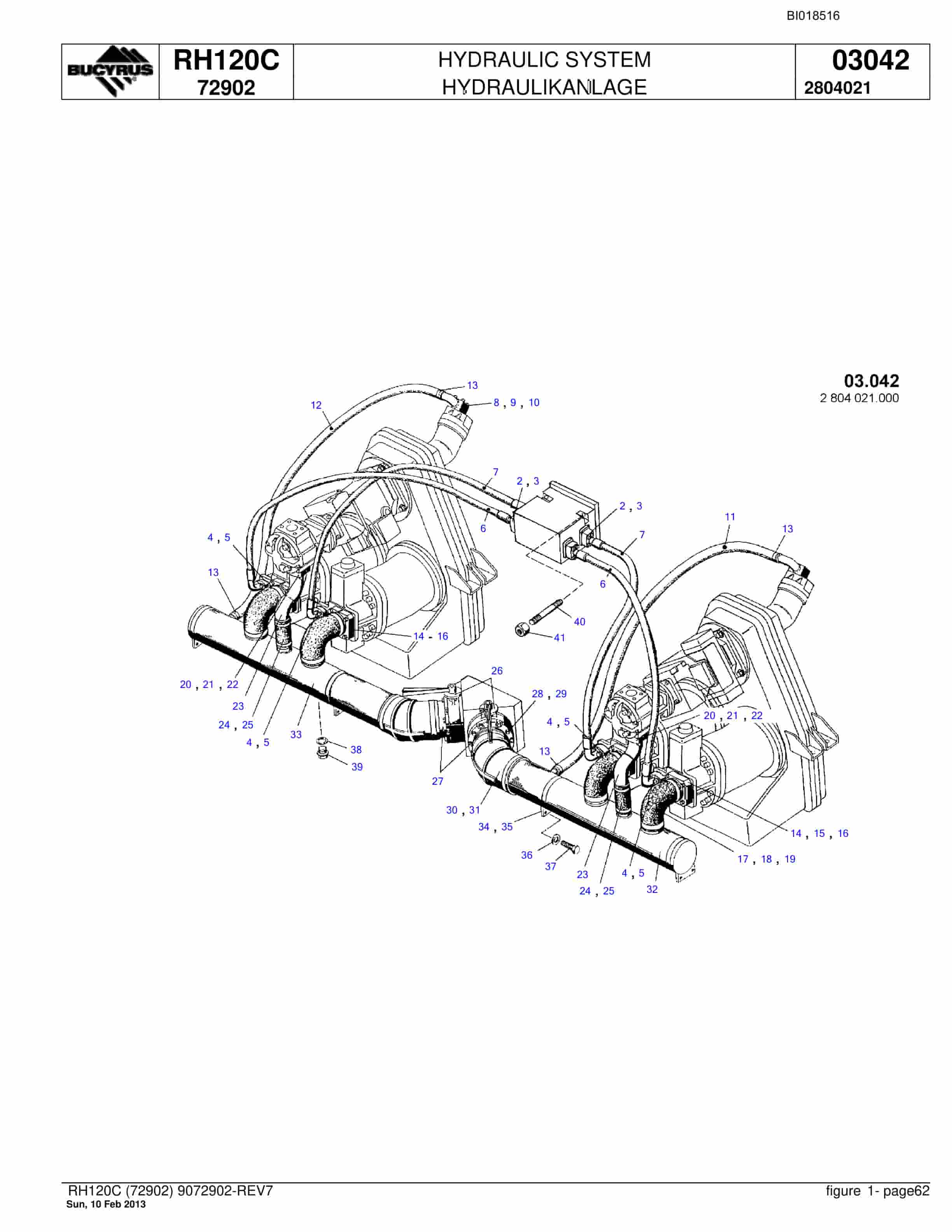 Bucyrus RH120C Hydraulic Excavator Parts Catalog BI018516-3