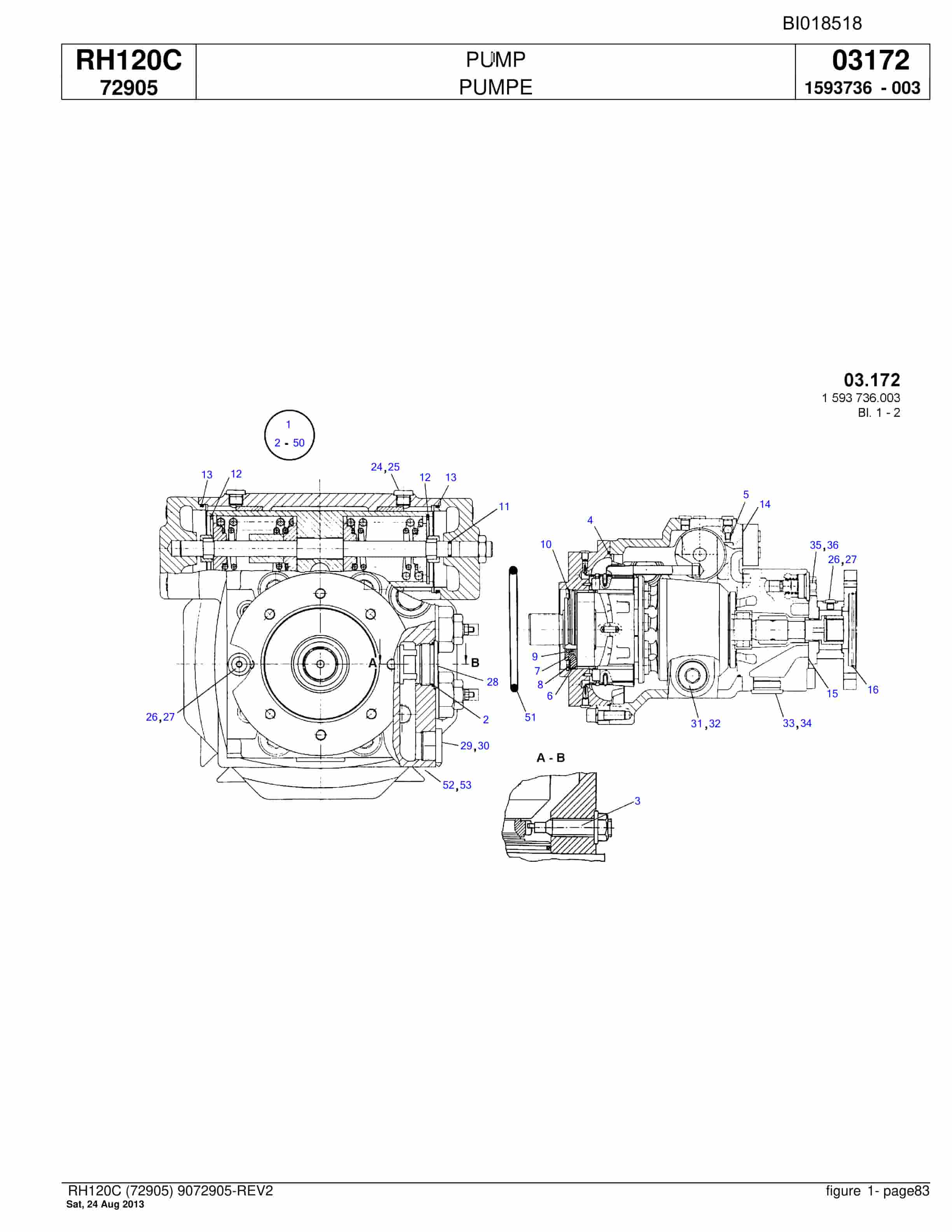 Bucyrus RH120C Hydraulic Excavator Parts Catalog BI018518-5