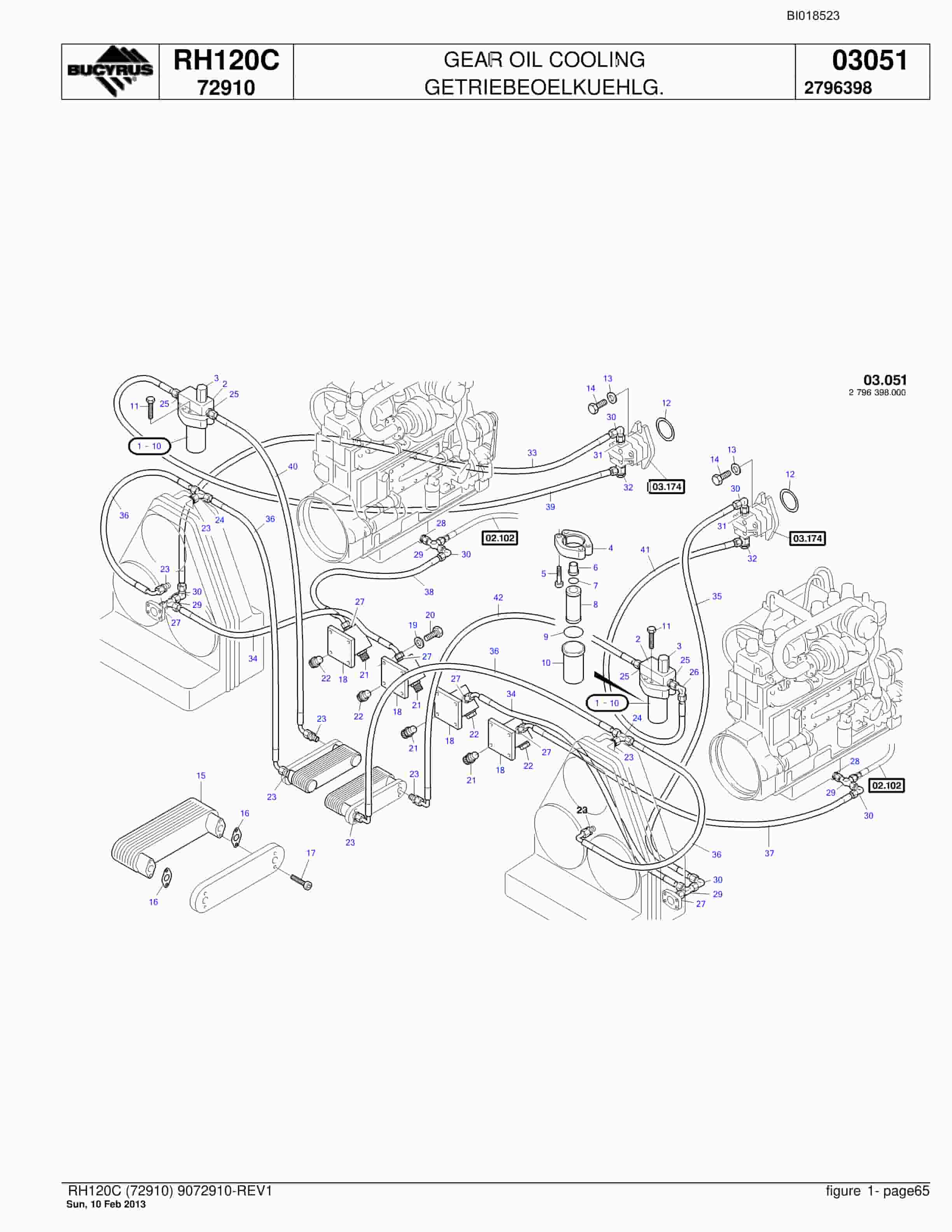 Bucyrus RH120C Hydraulic Excavator Parts Catalog BI018523-3