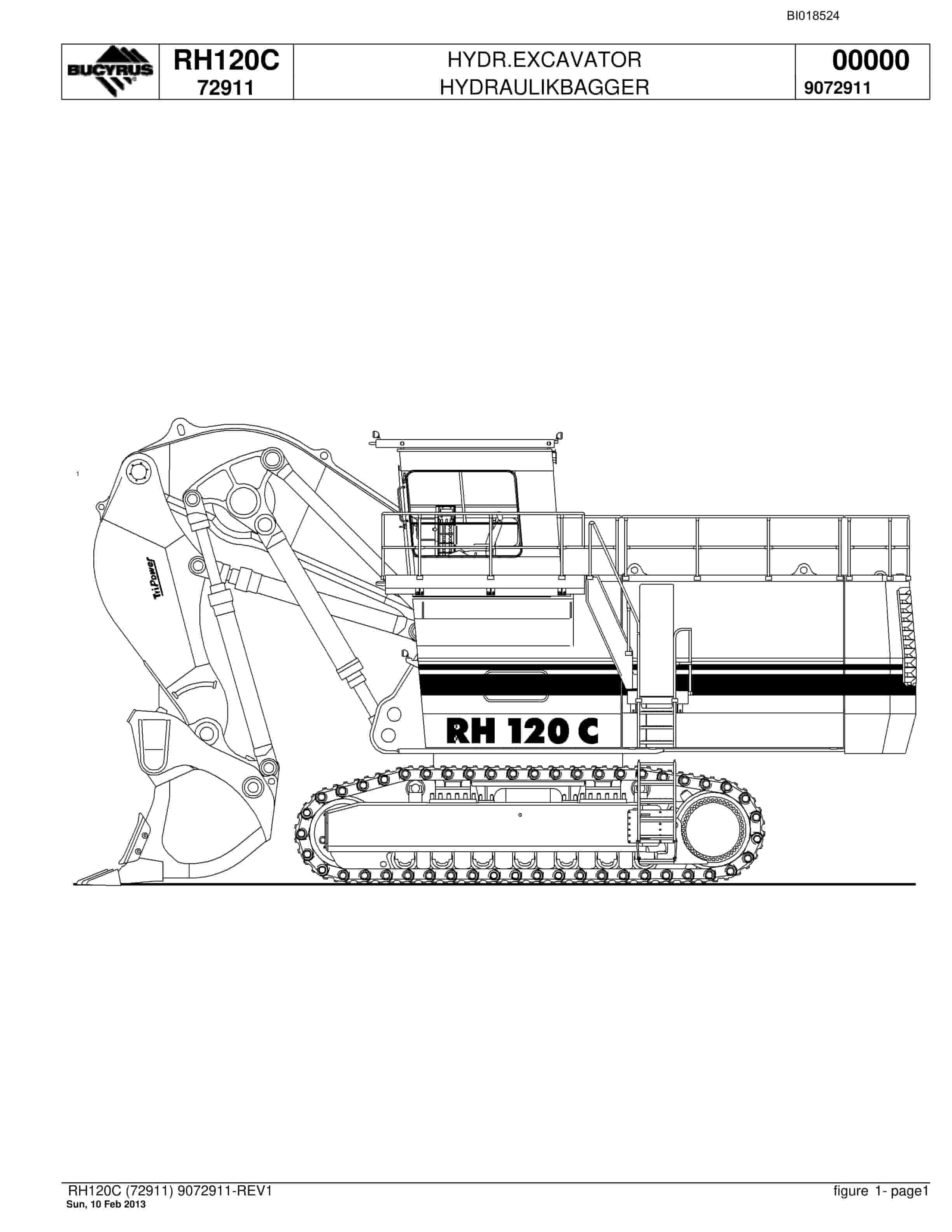 Bucyrus RH120C Hydraulic Excavator Parts Catalog BI018524