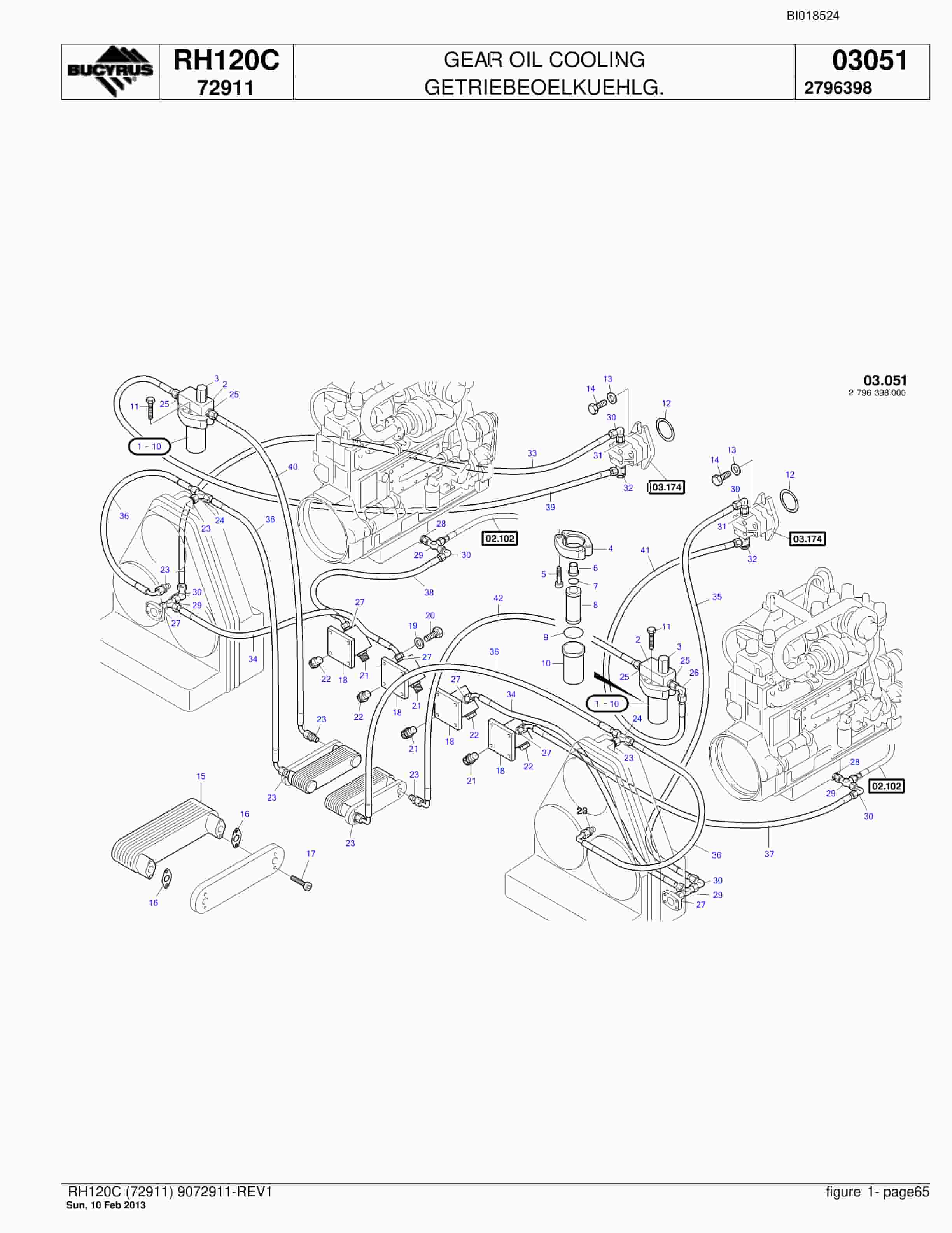 Bucyrus RH120C Hydraulic Excavator Parts Catalog BI018524-3