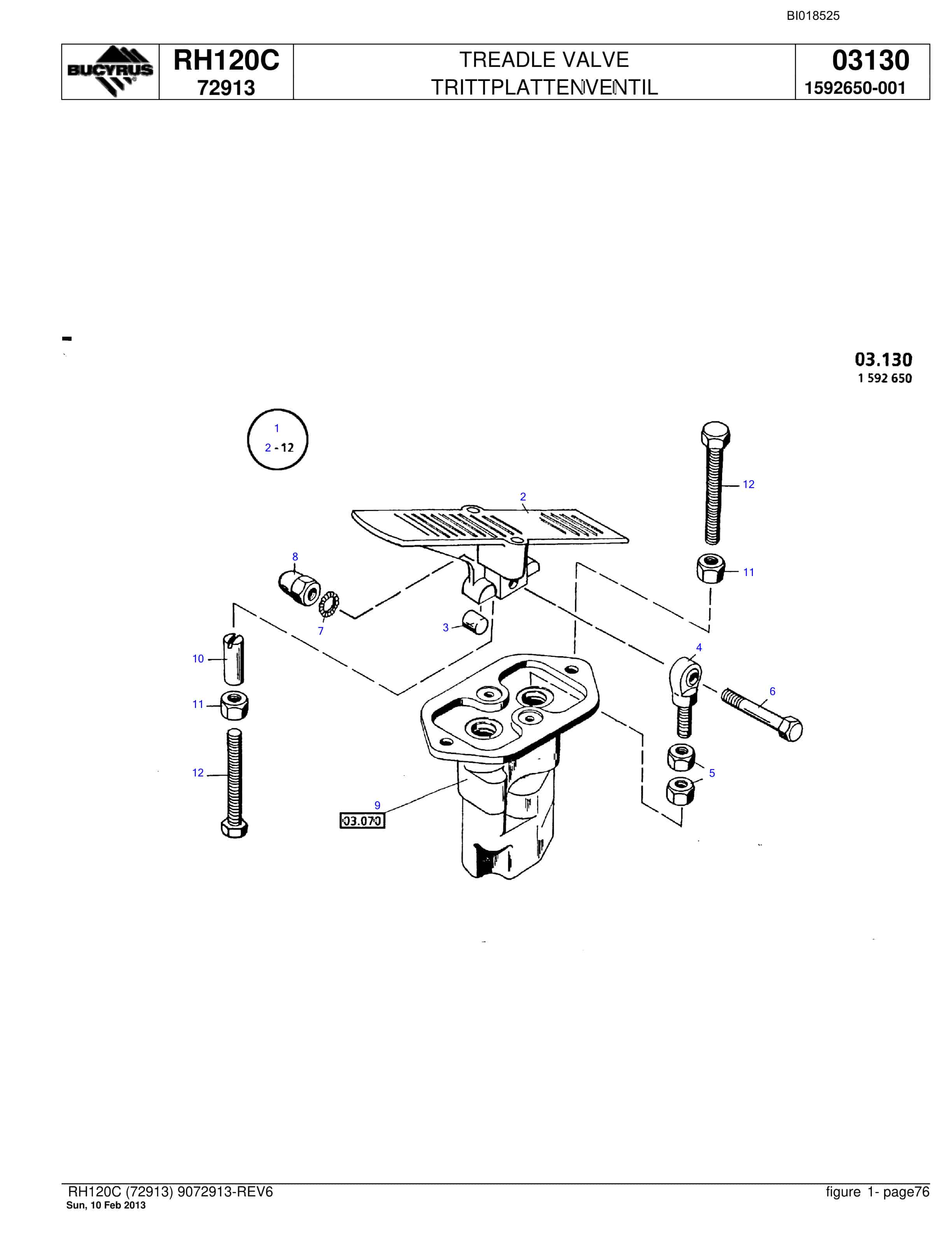 Bucyrus RH120C Hydraulic Excavator Parts Catalog BI018525-4