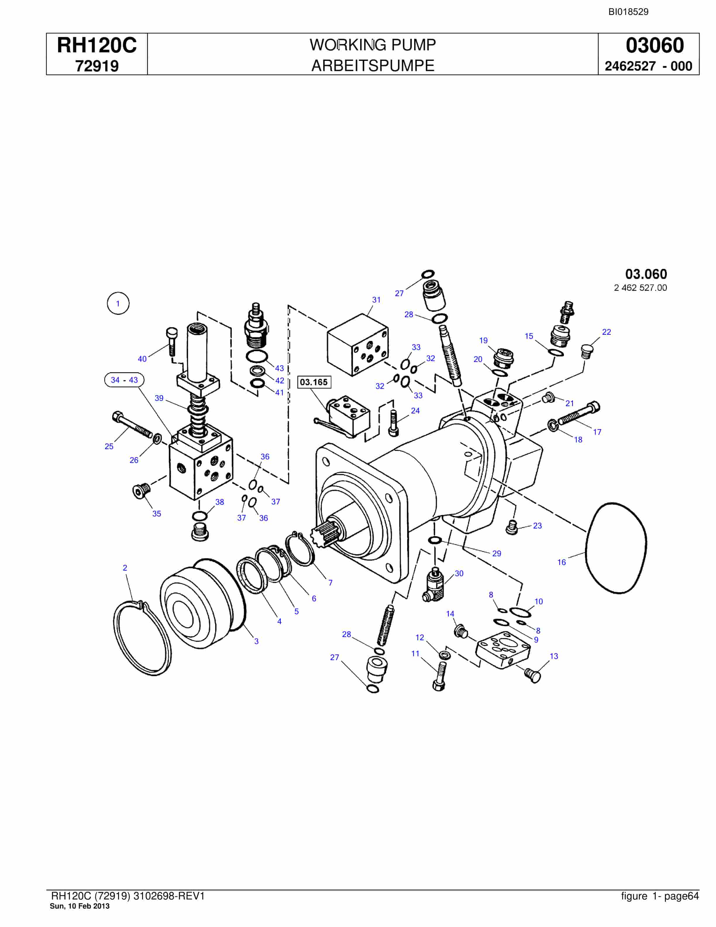 Bucyrus RH120C Hydraulic Excavator Parts Catalog BI018529-3