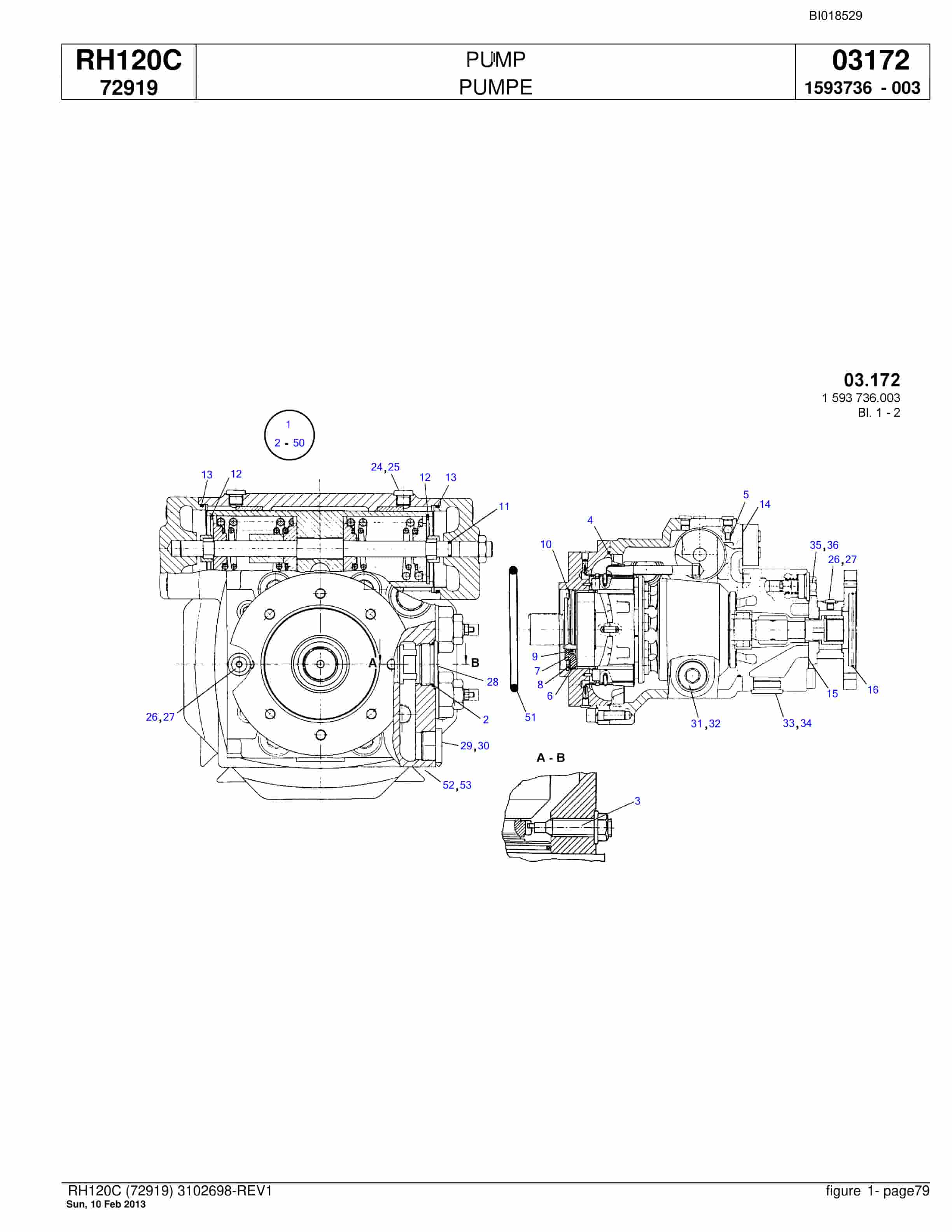 Bucyrus RH120C Hydraulic Excavator Parts Catalog BI018529-5
