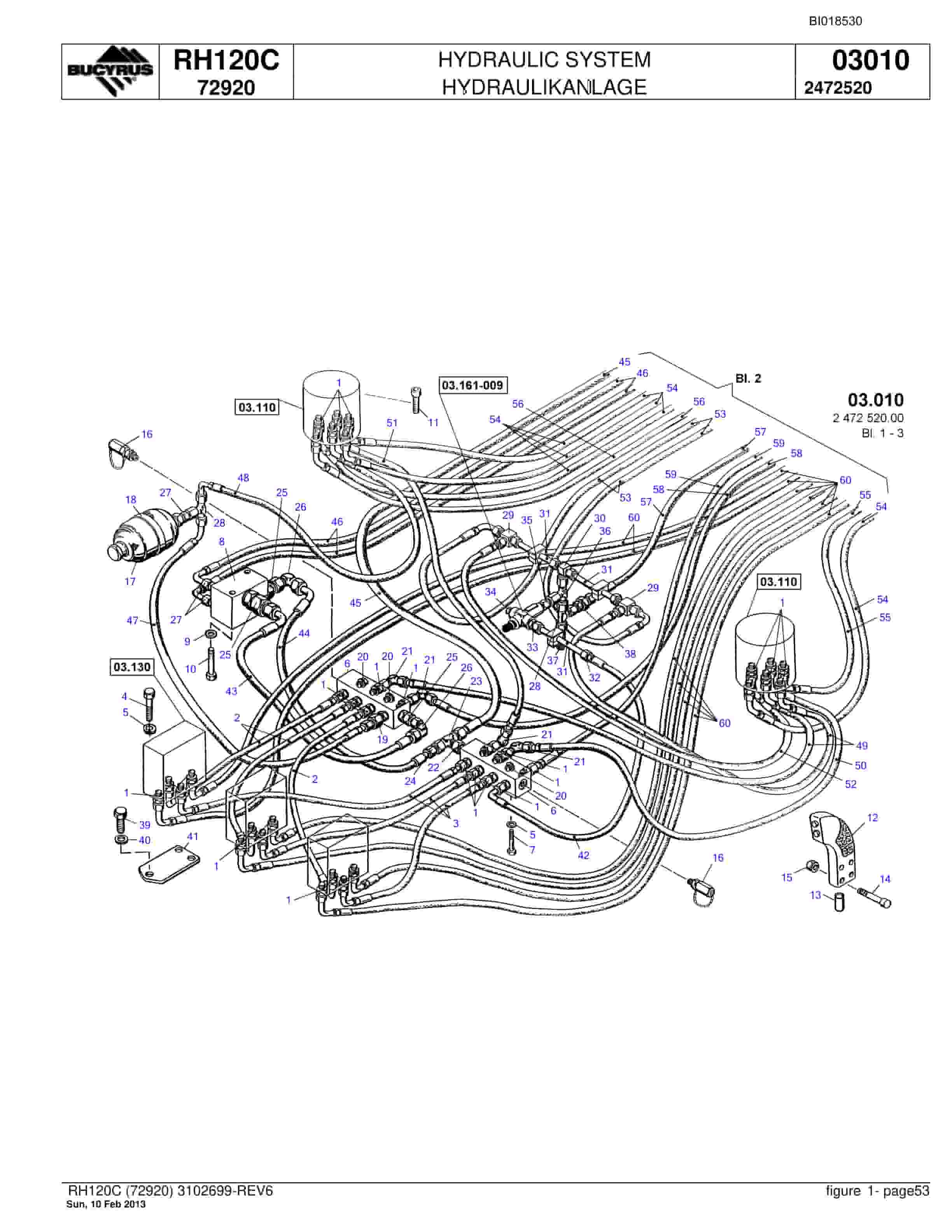 Bucyrus RH120C Hydraulic Excavator Parts Catalog BI018530-2