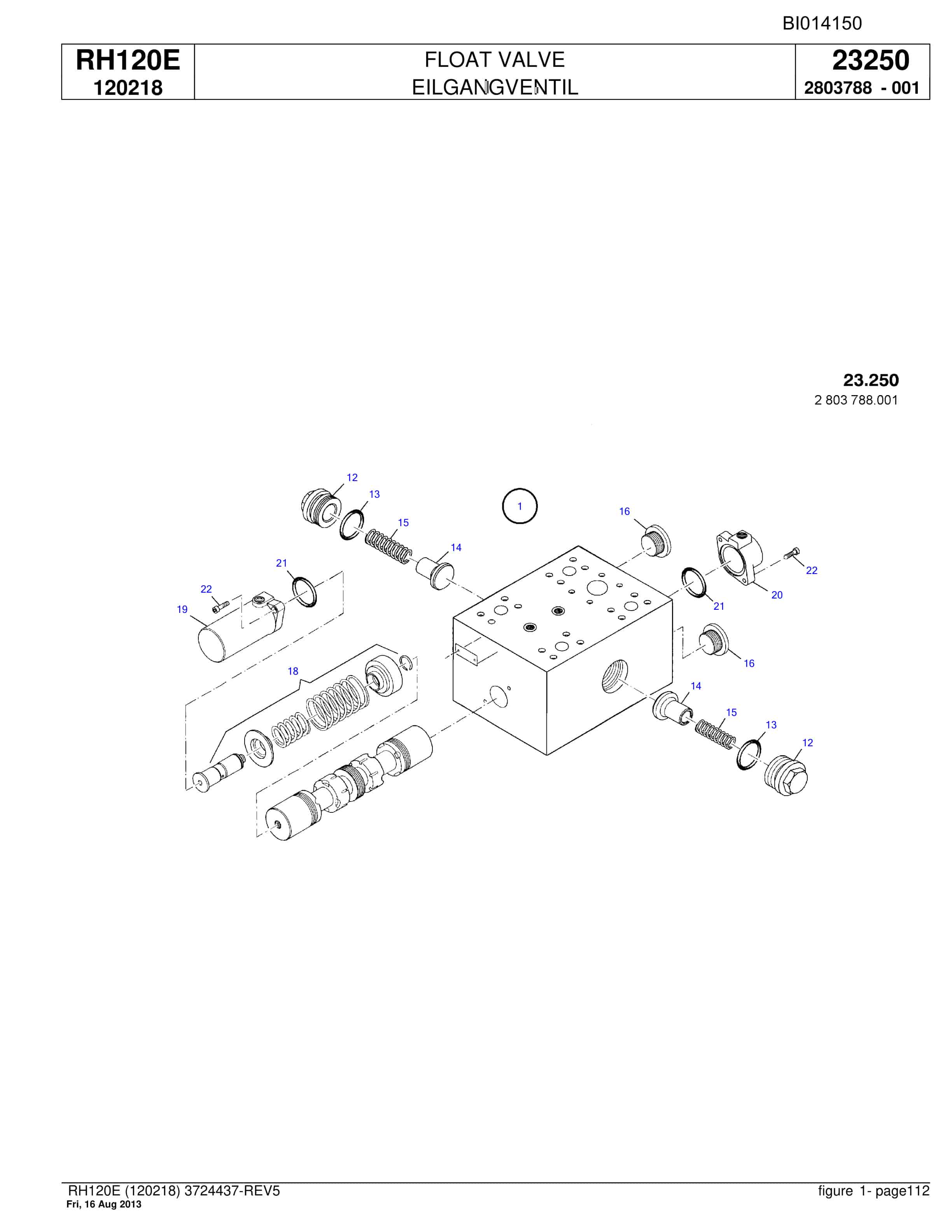 Bucyrus RH120E Hydraulic Excavator Parts Catalog BI014150-3