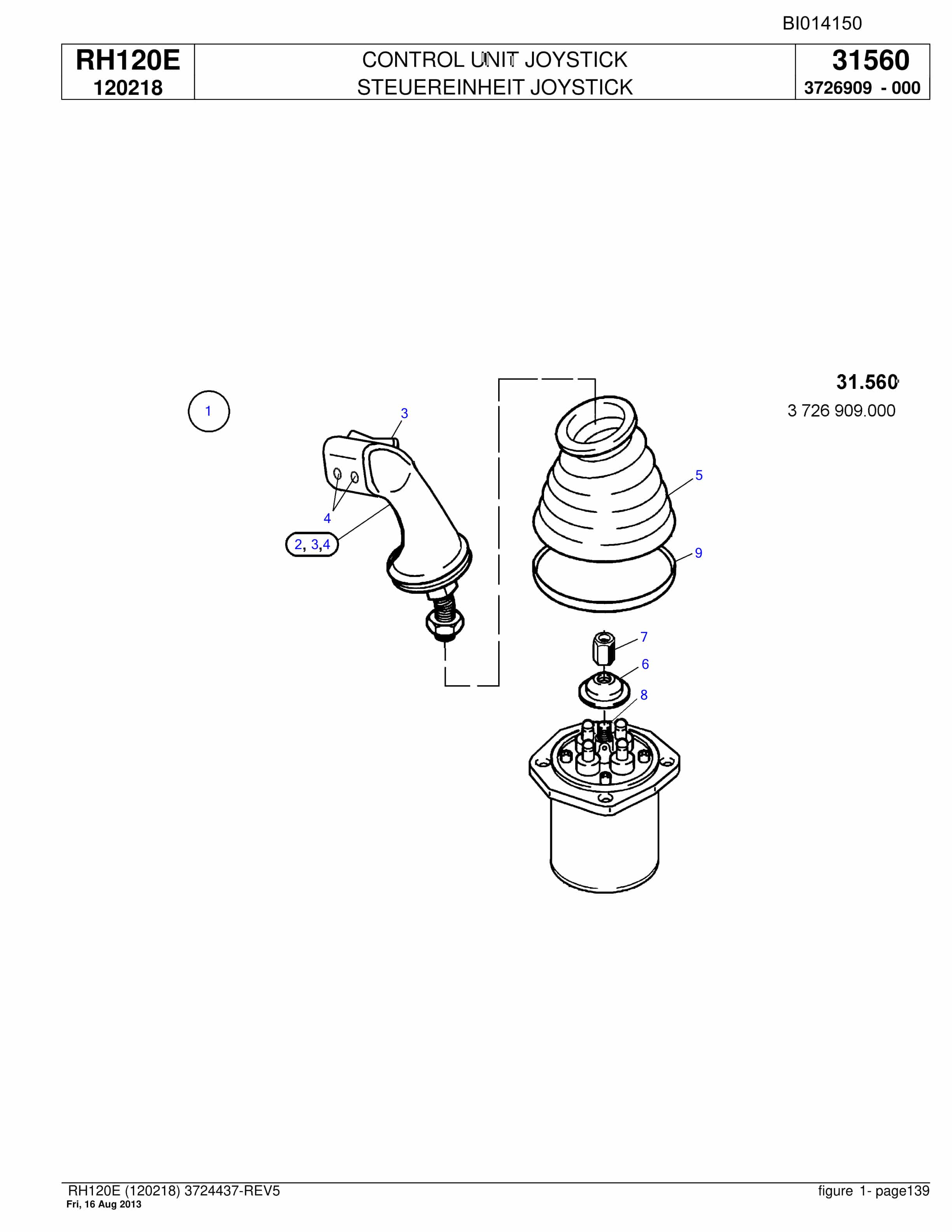 Bucyrus RH120E Hydraulic Excavator Parts Catalog BI014150-5