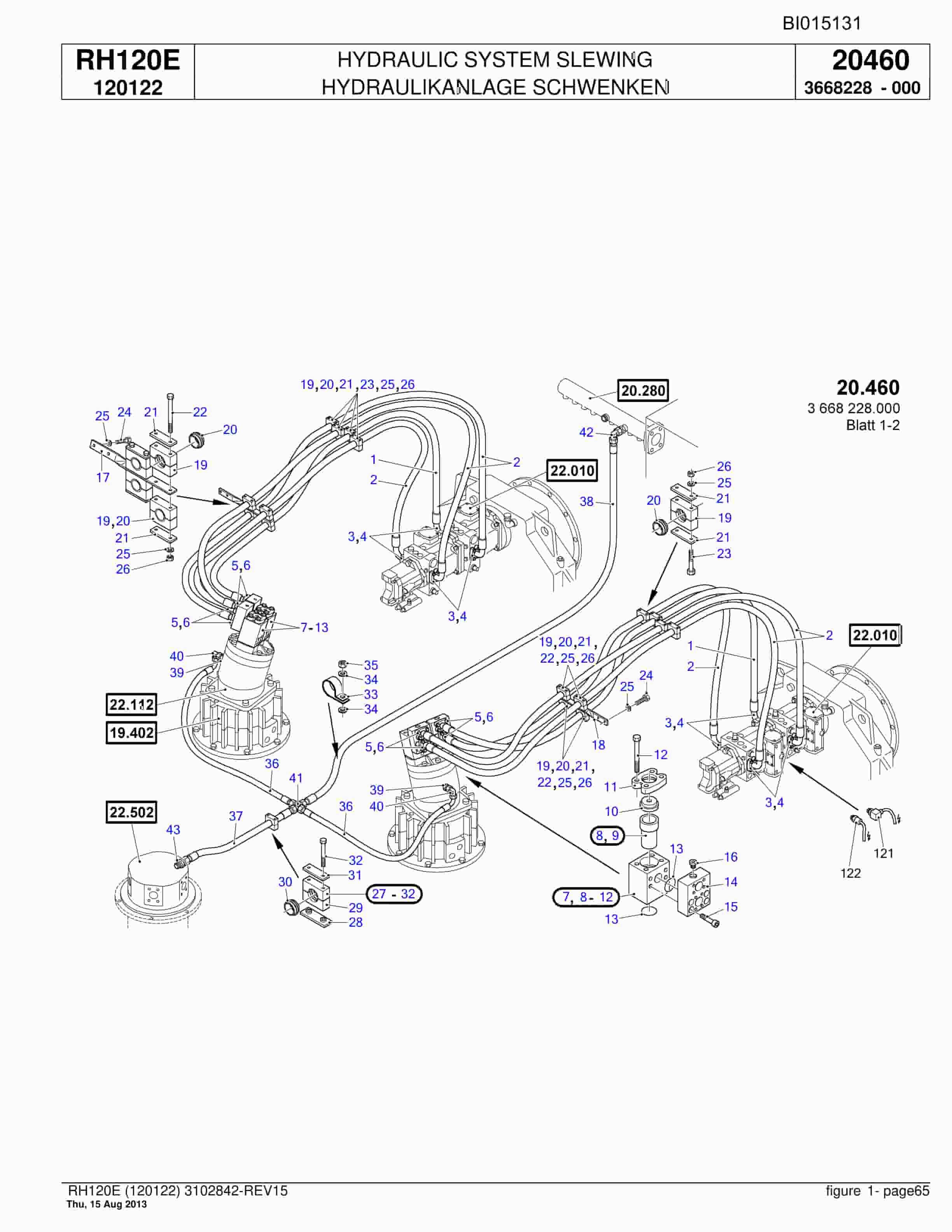 Bucyrus RH120E Hydraulic Excavator Parts Catalog BI015131-2