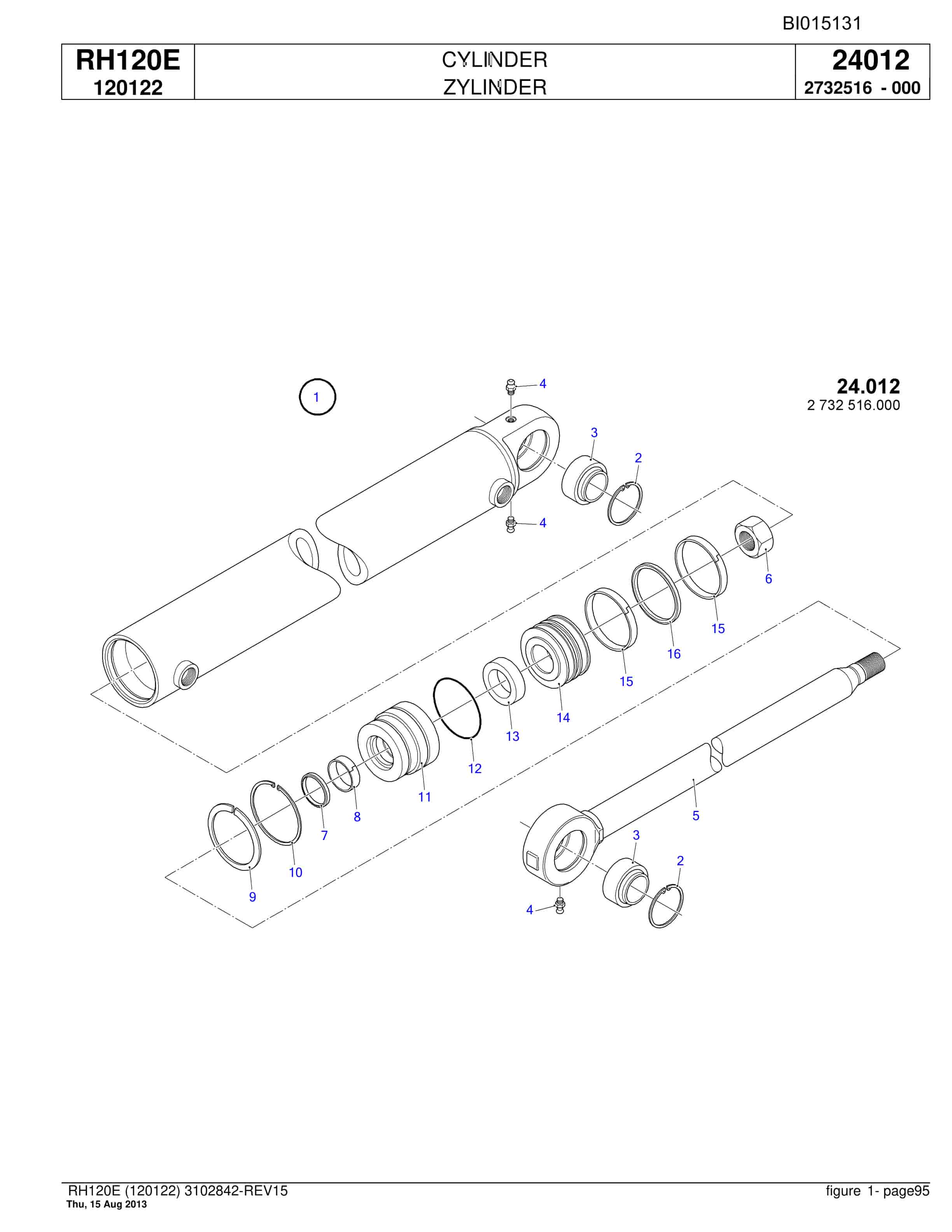 Bucyrus RH120E Hydraulic Excavator Parts Catalog BI015131-3