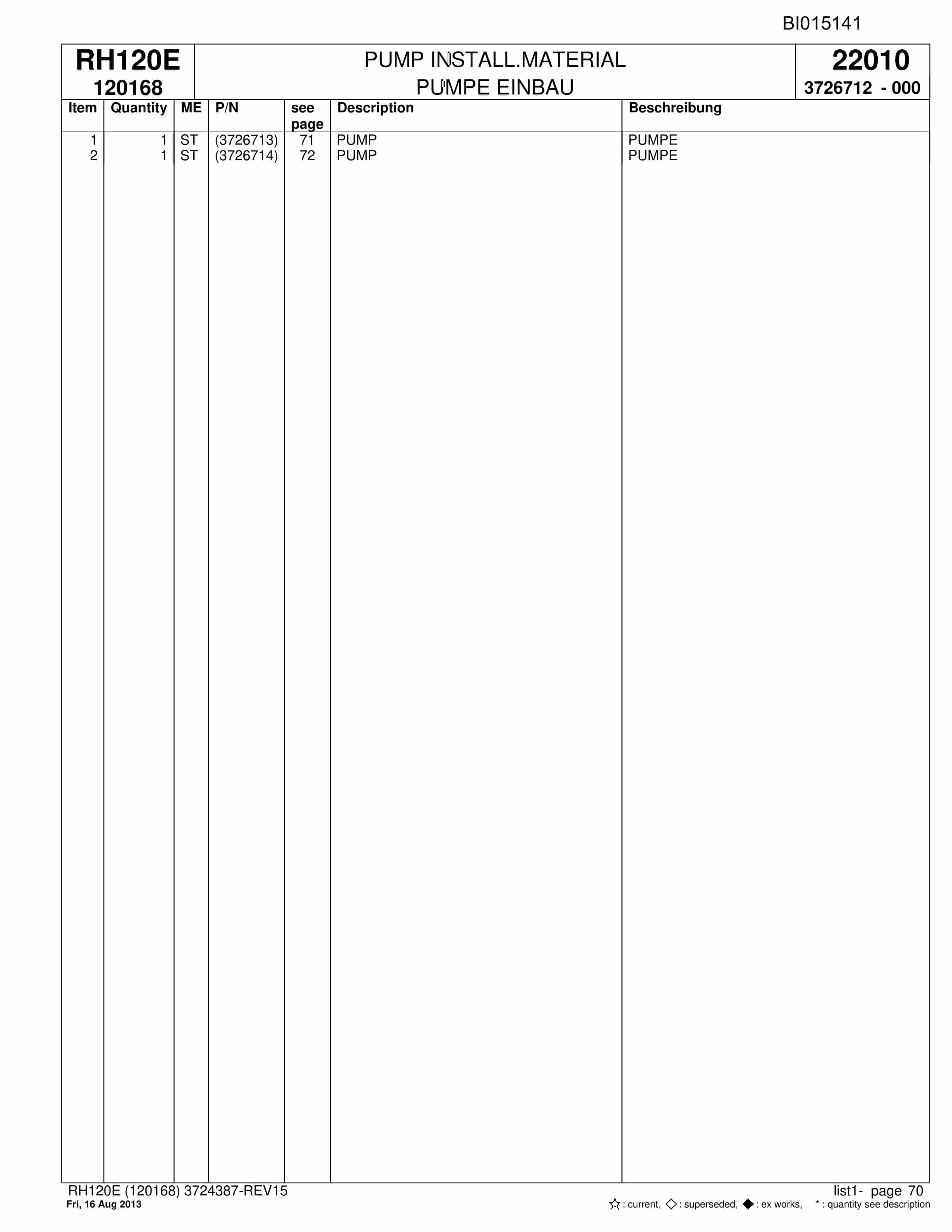 Bucyrus RH120E Hydraulic Excavator Parts Catalog BI015141-2