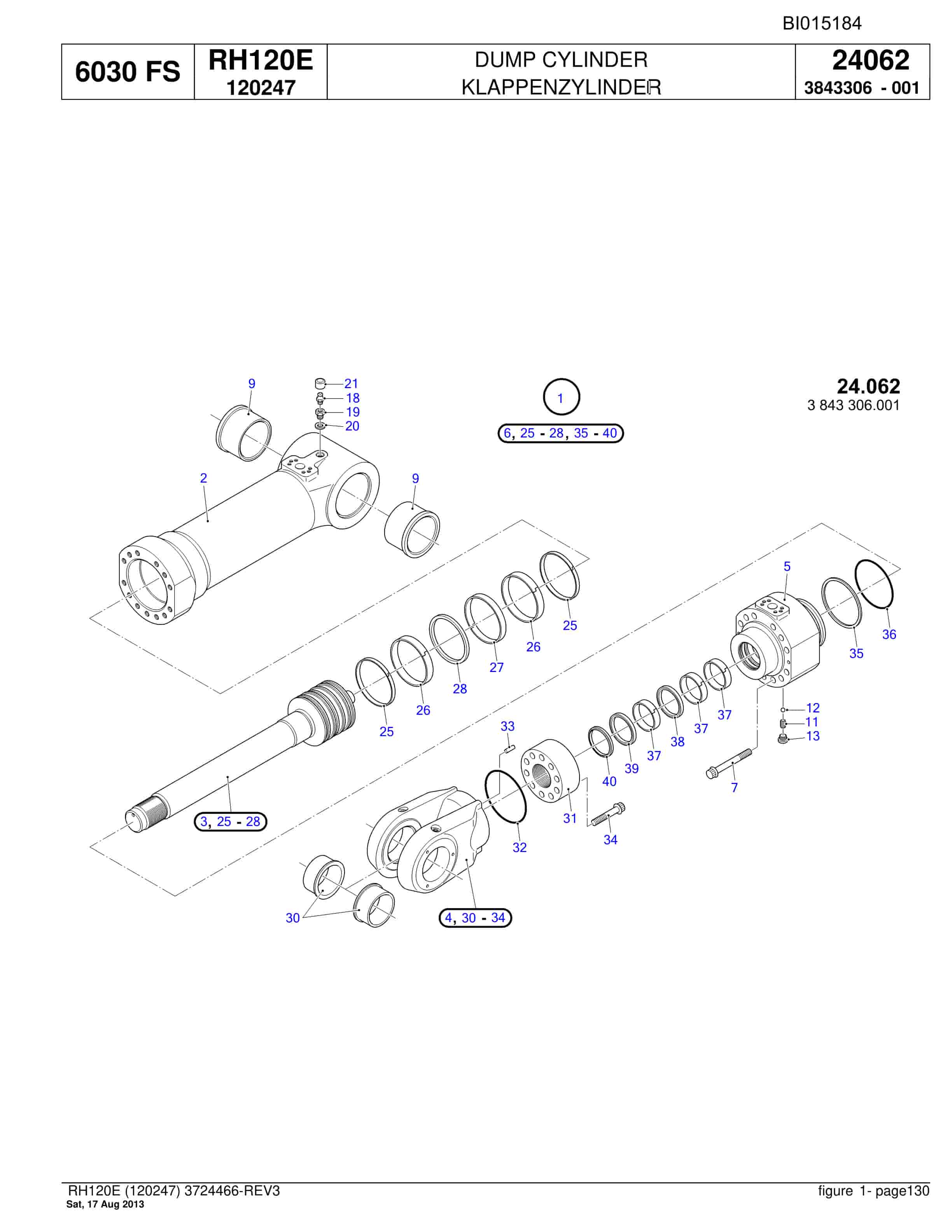 Bucyrus RH120E Hydraulic Excavator Parts Catalog BI015184-3