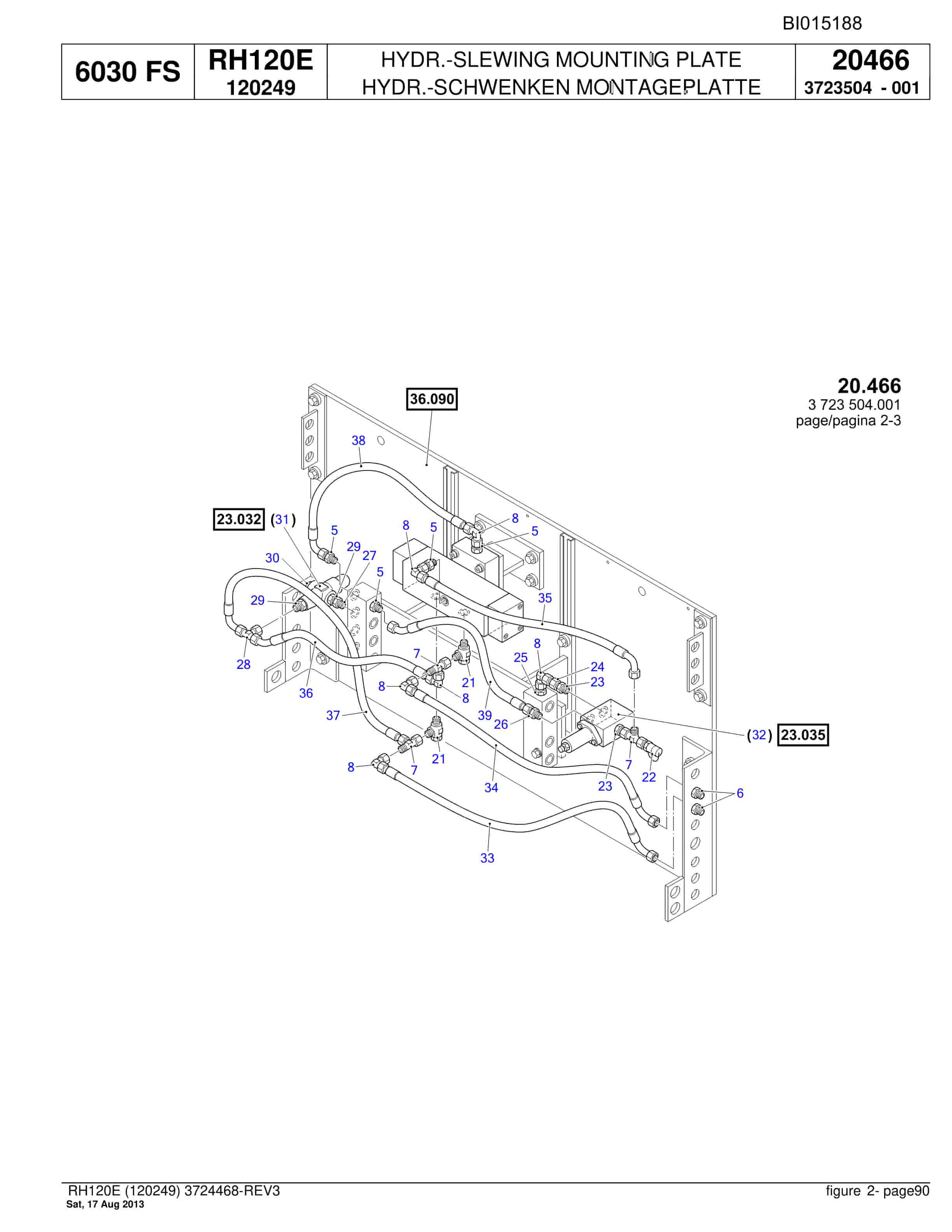 Bucyrus RH120E Hydraulic Excavator Parts Catalog BI015188-2