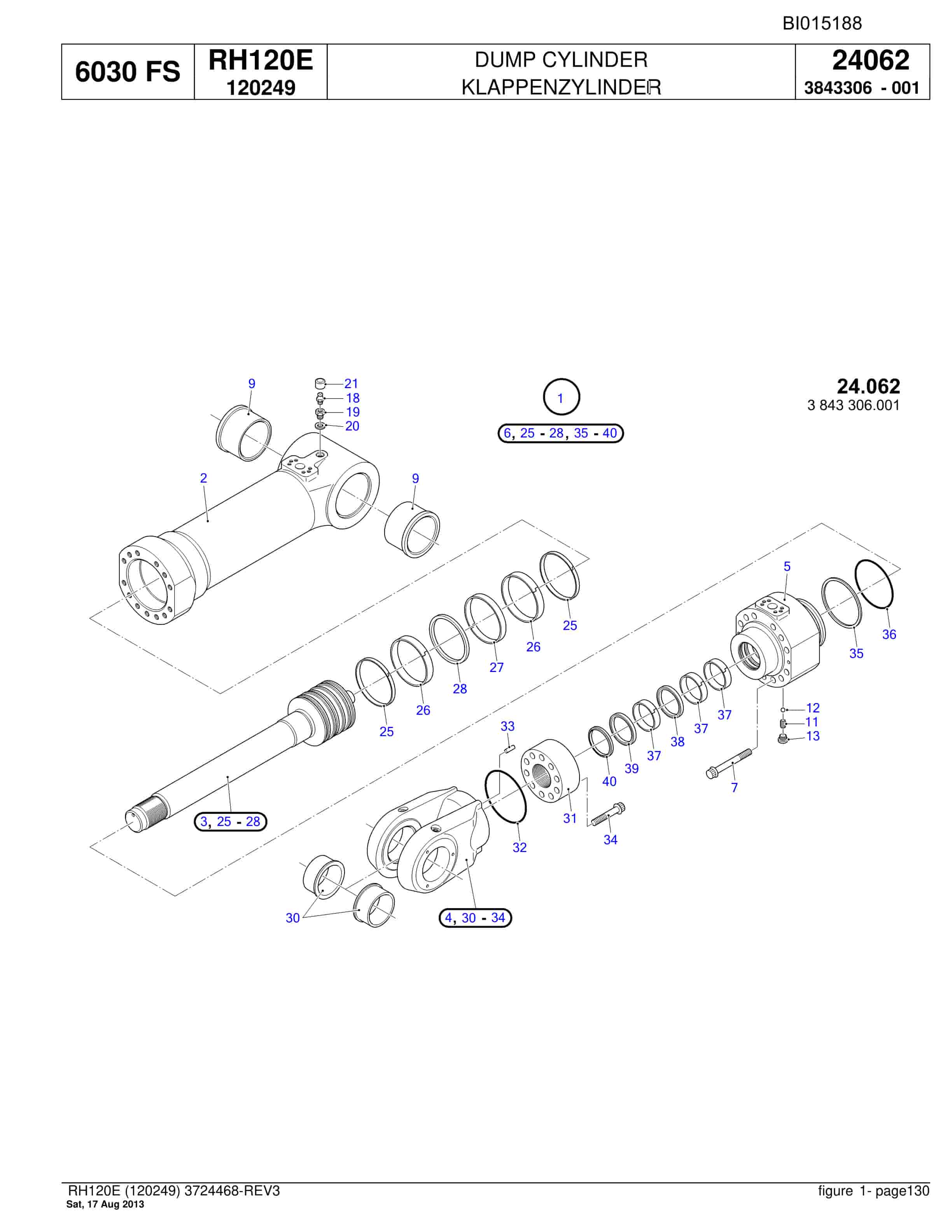 Bucyrus RH120E Hydraulic Excavator Parts Catalog BI015188-3