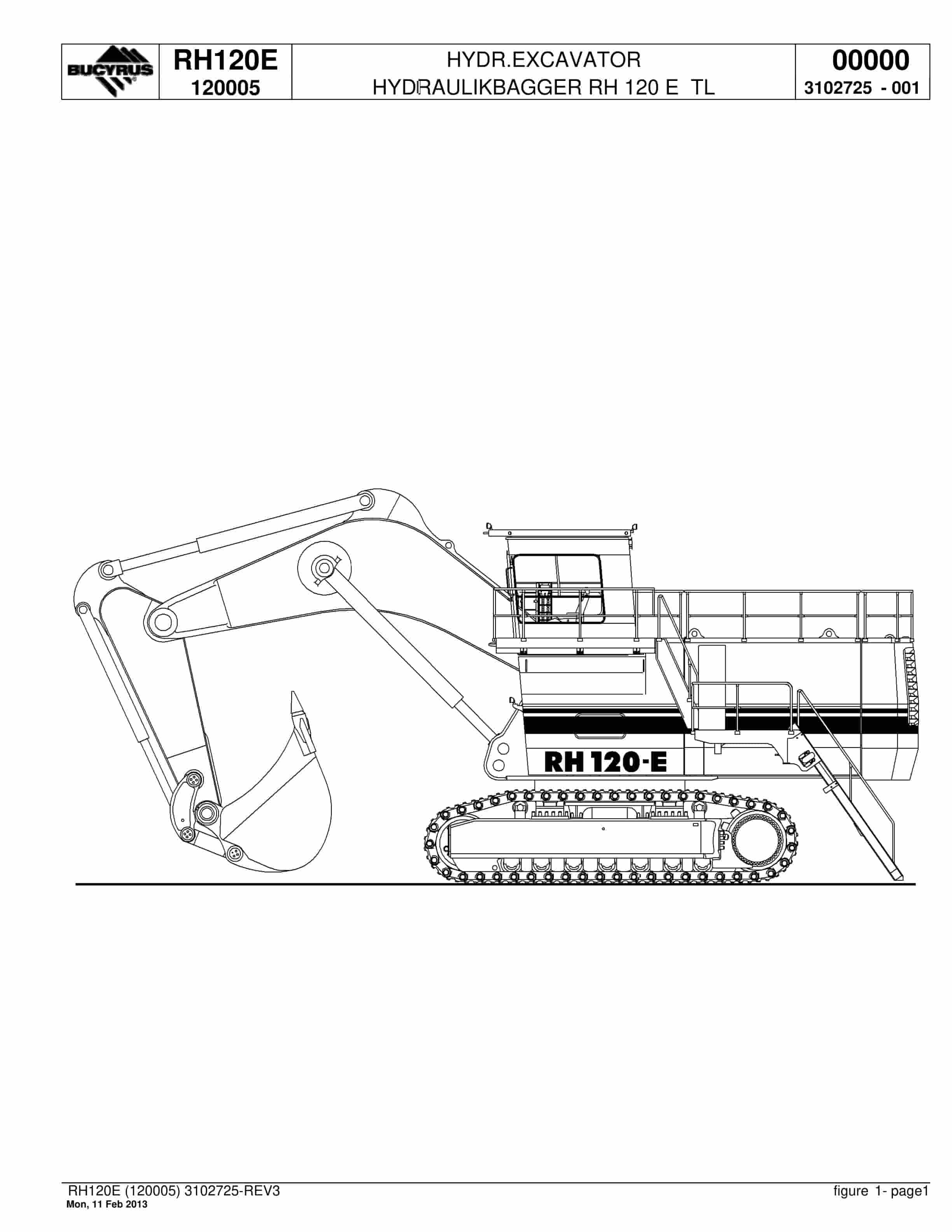 Bucyrus RH120E Hydraulic Excavator Parts Catalog BI018182